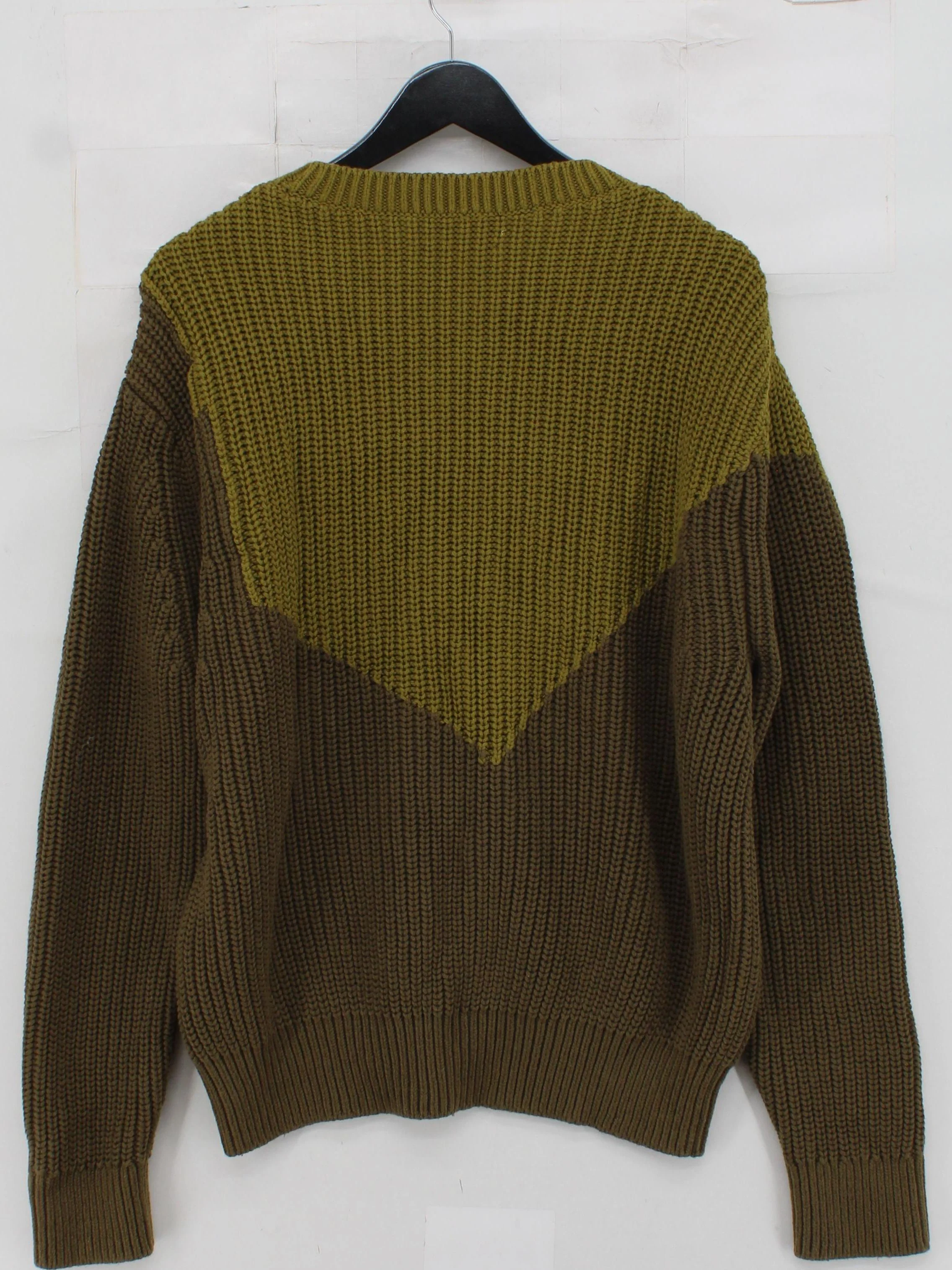 COS Men's Jumper M Green Geometric Cotton with Wool Round Neck Pullover - Image 2