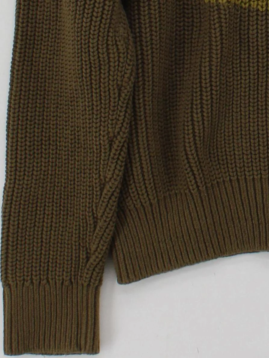 COS Men's Jumper M Green Geometric Cotton with Wool Round Neck Pullover - Image 4