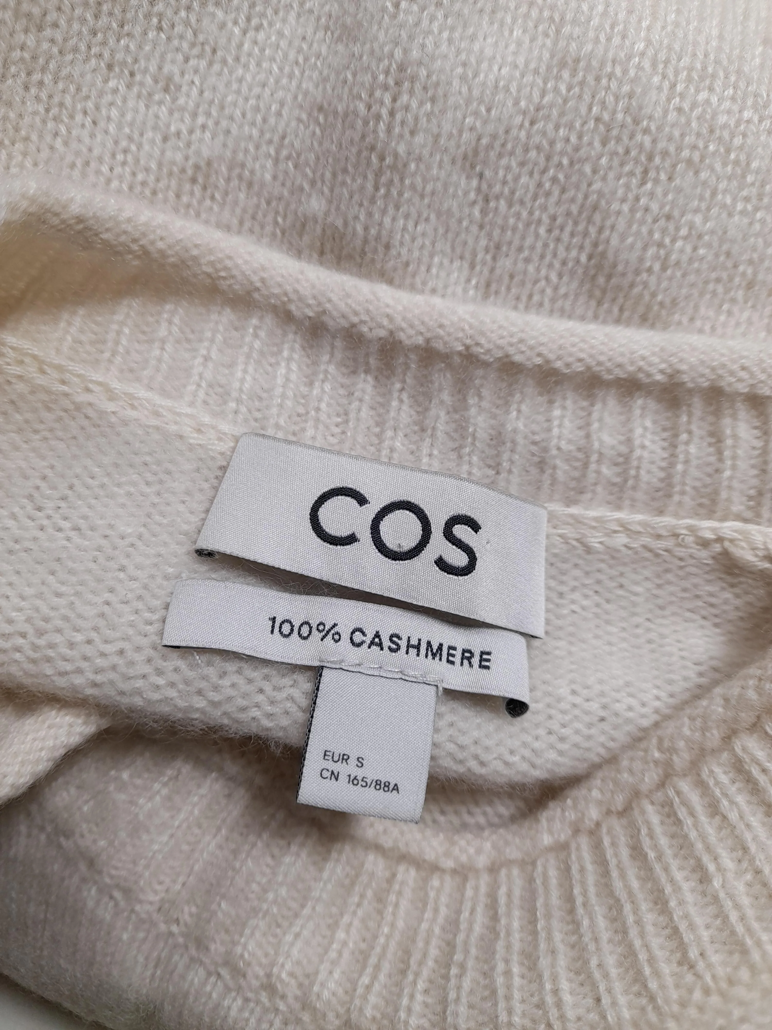 COS Men's Jumper S Cream 100% Cashmere Crew Neck Pullover - Image 8