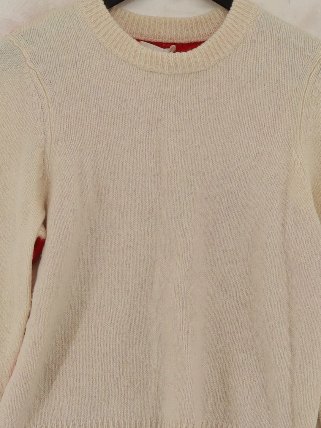 COS Men's Jumper S Cream 100% Wool Round Neck Pullover - Image 3