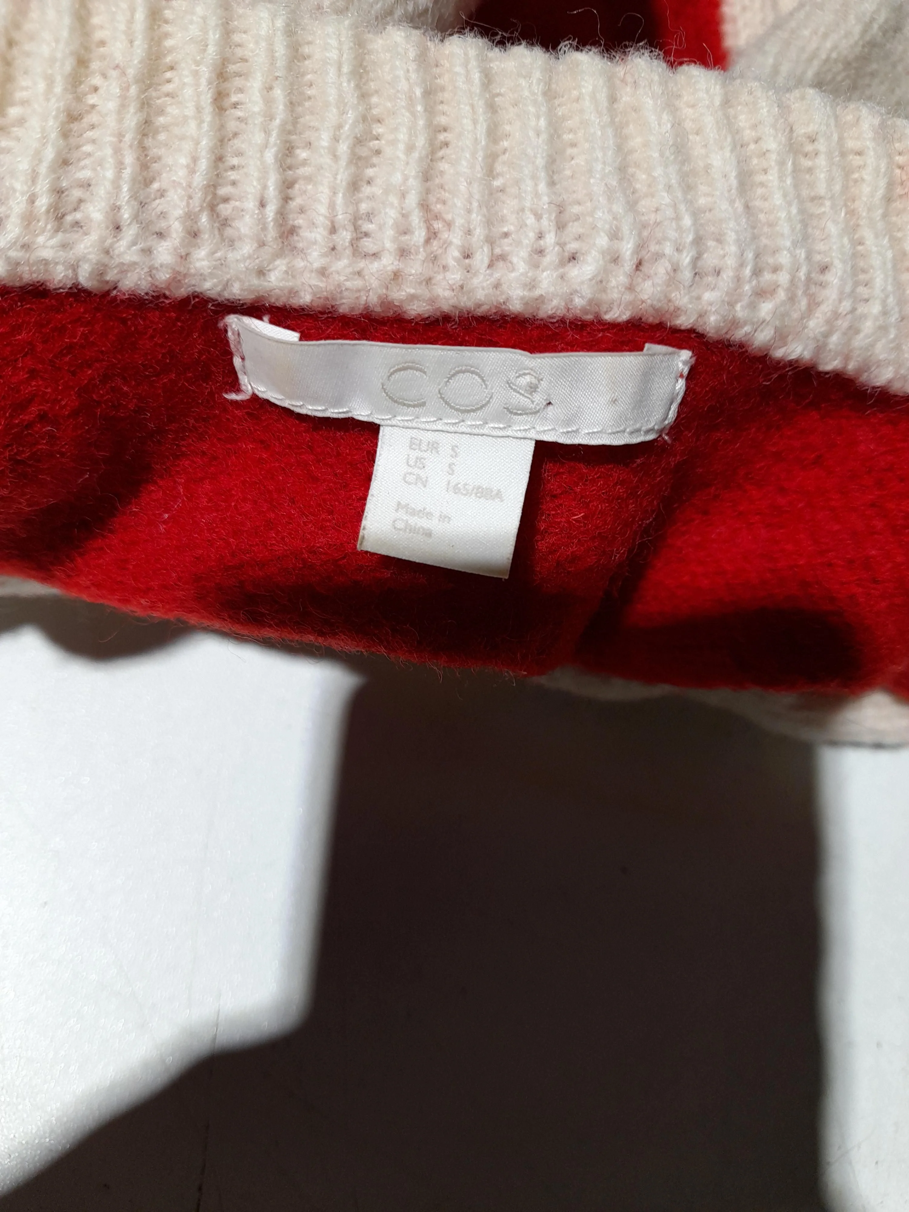 COS Men's Jumper S Cream 100% Wool Round Neck Pullover - Image 5