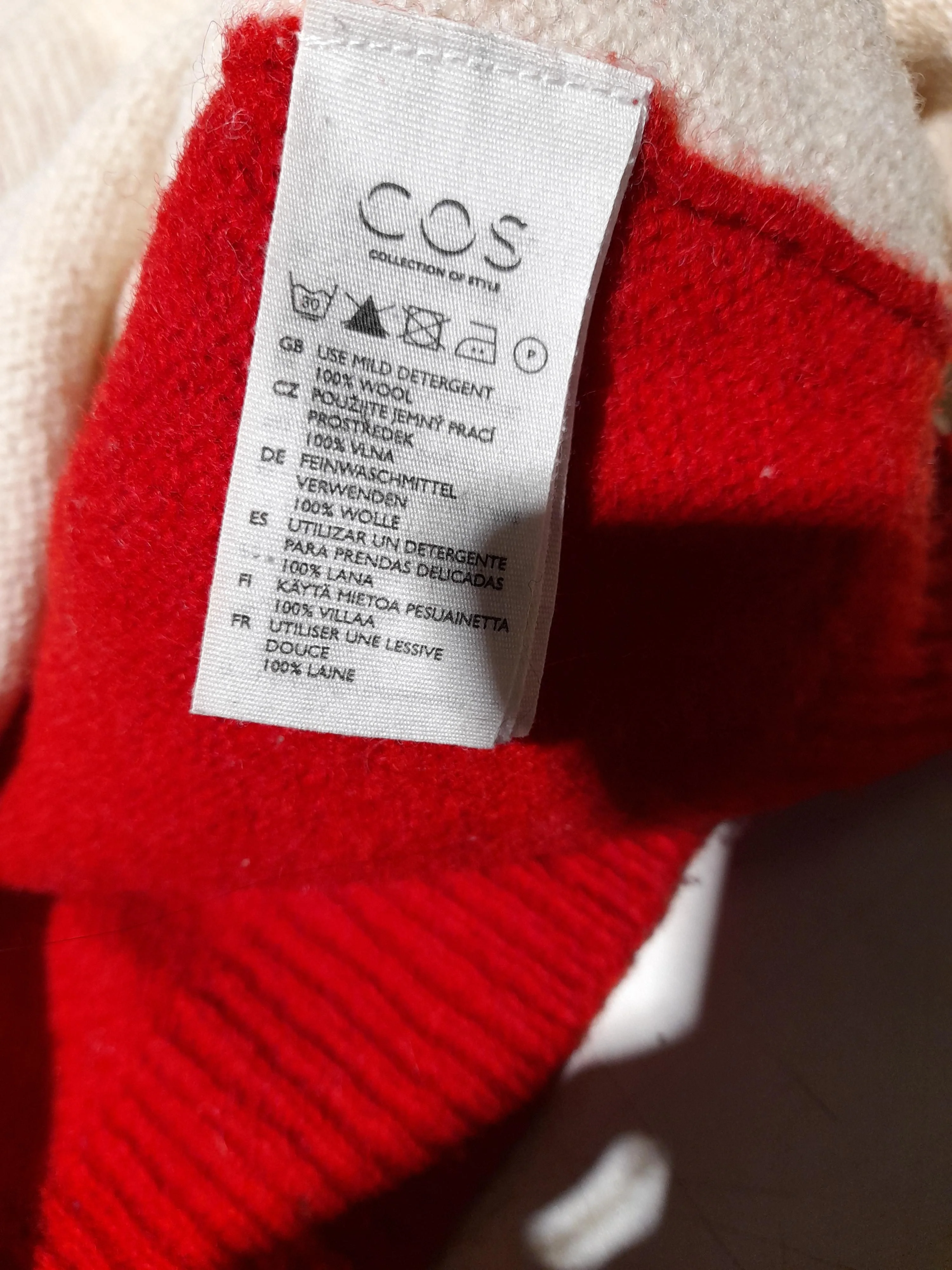 COS Men's Jumper S Cream 100% Wool Round Neck Pullover - Image 6
