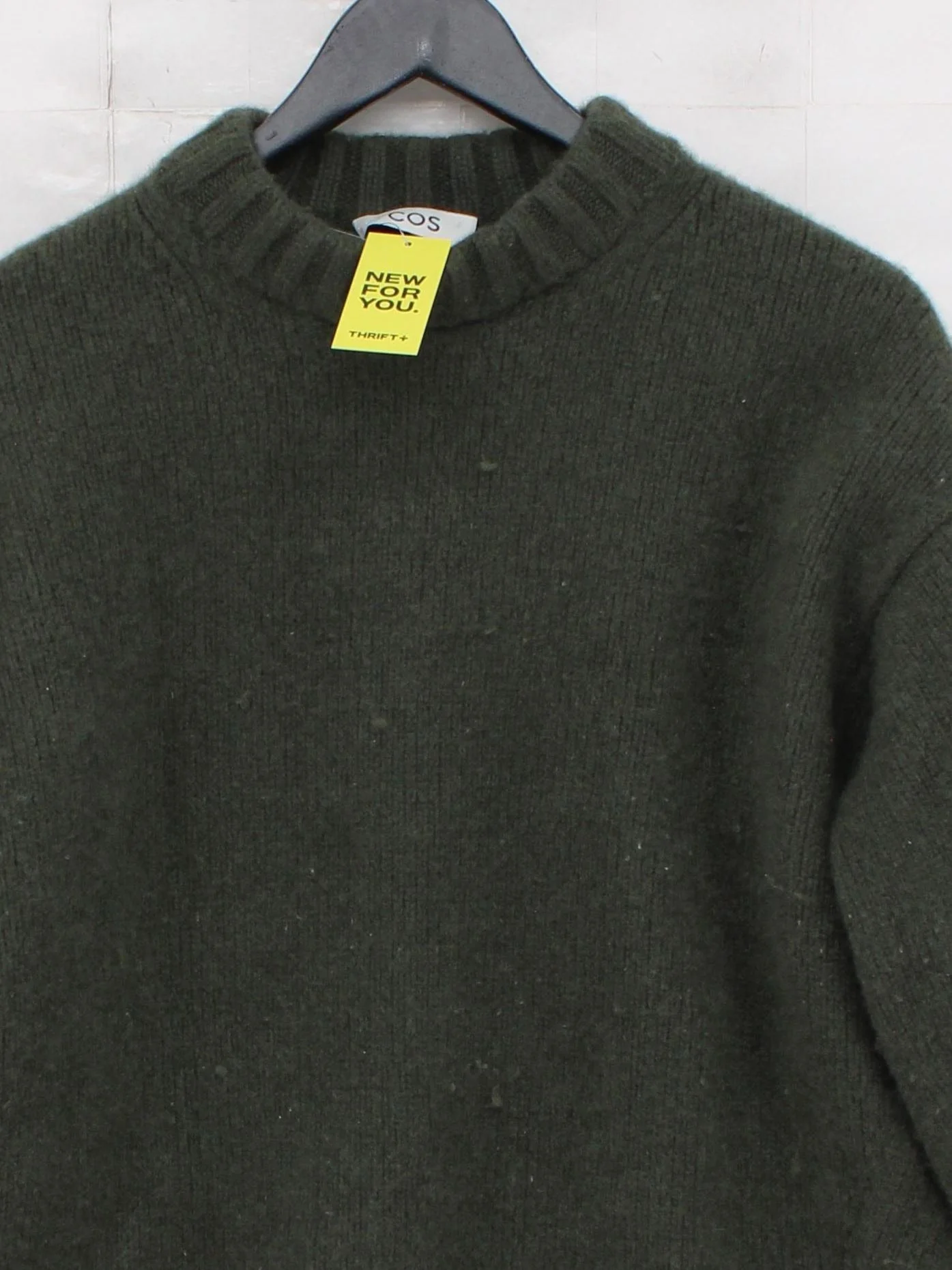 COS Men's Jumper S Green 100% Cashmere Crew Neck Pullover - Image 3
