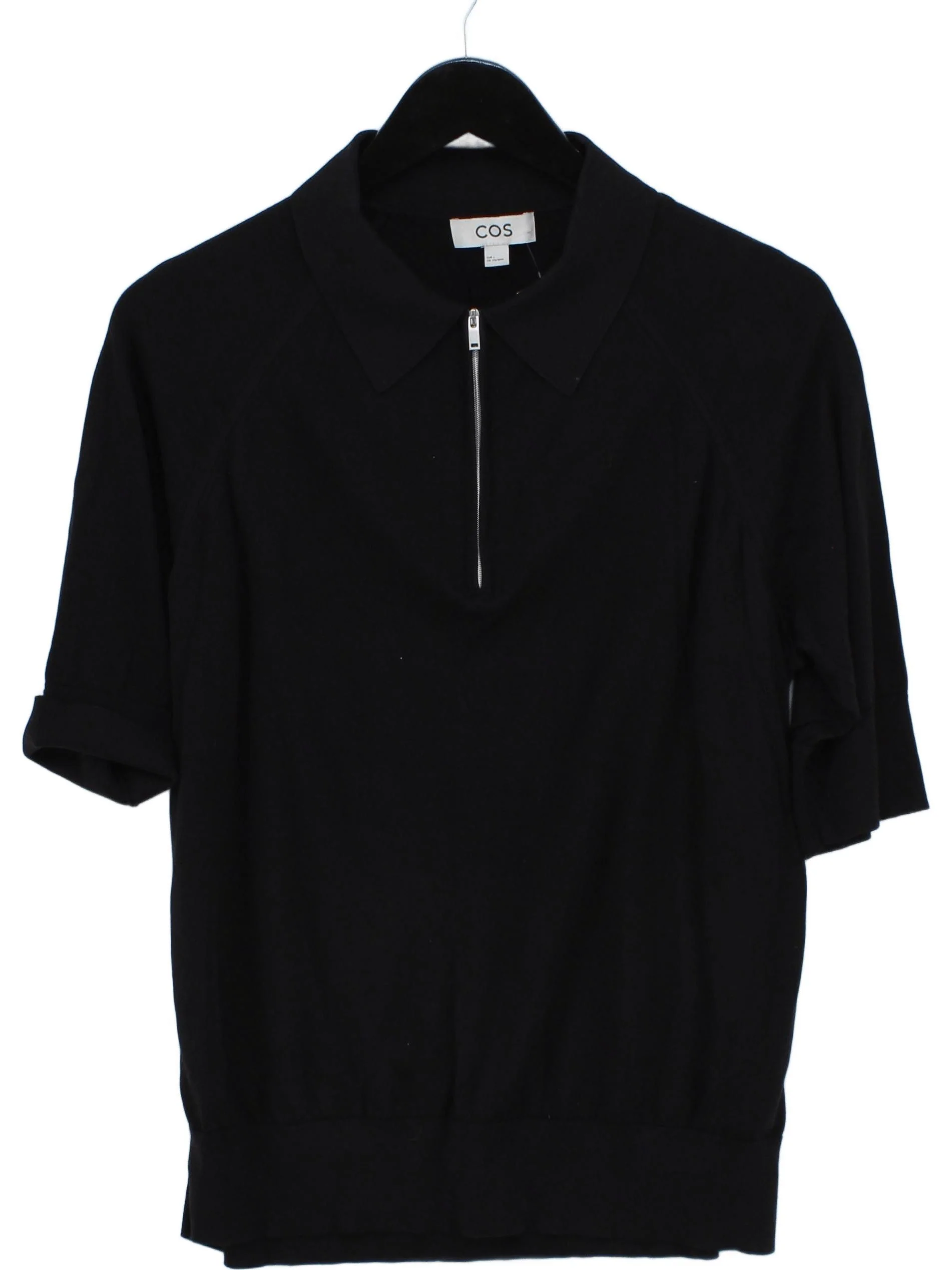 COS Men's Polo L Black Silk with Cotton Basic