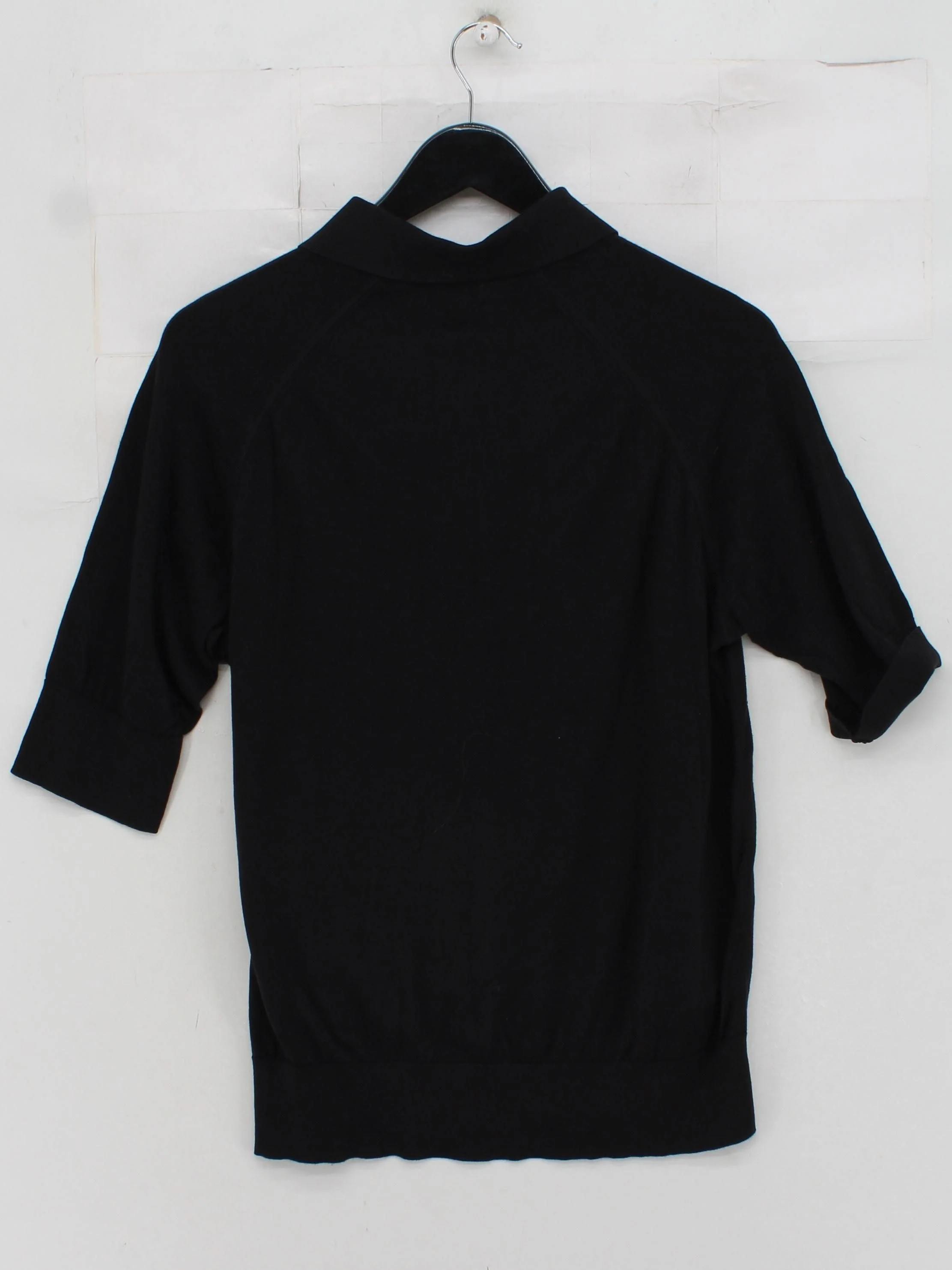 COS Men's Polo L Black Silk with Cotton Basic - Image 2