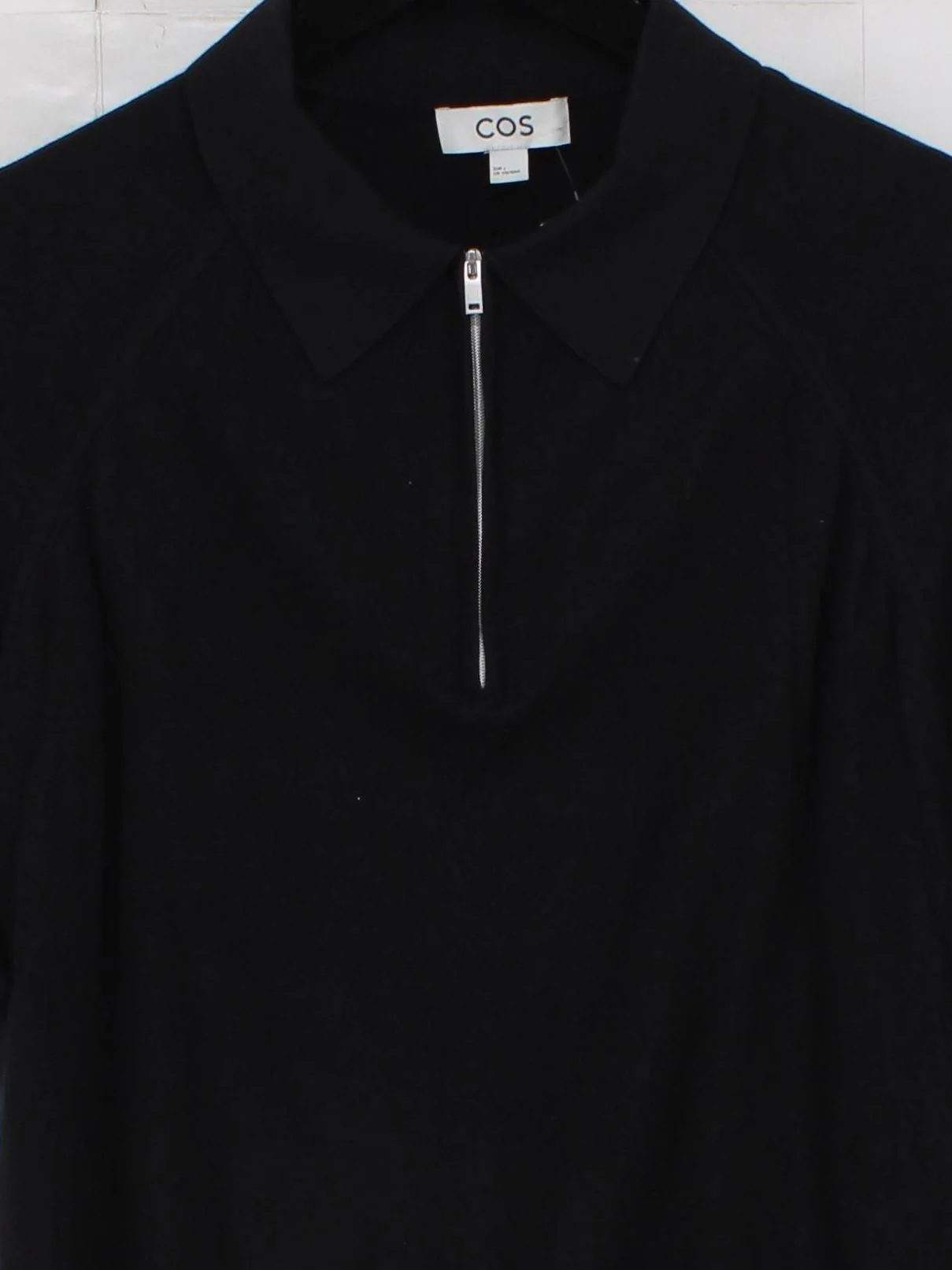 COS Men's Polo L Black Silk with Cotton Basic - Image 3