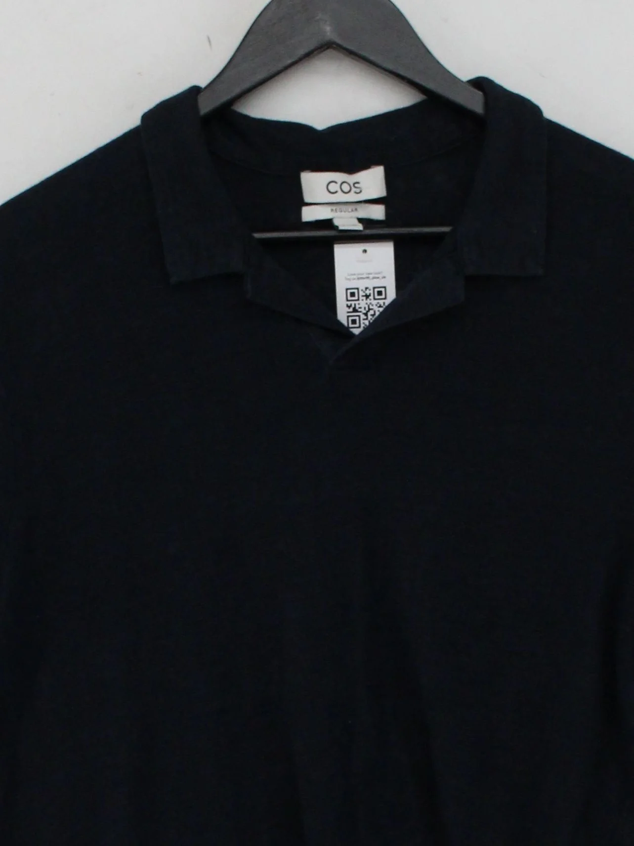 COS Men's Polo L Blue 100% Linen Basic - Image 3