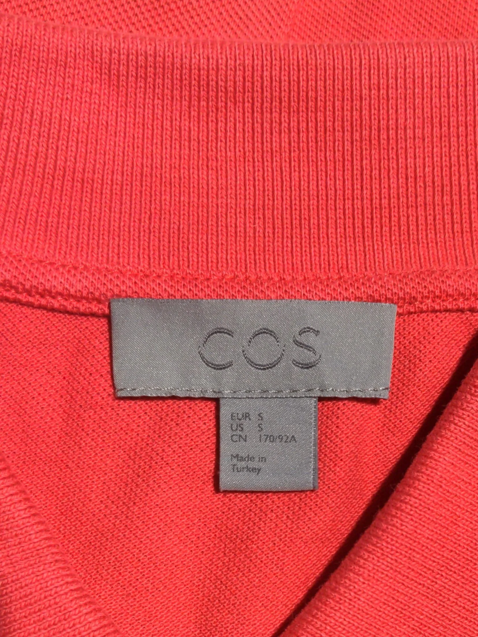 COS Men's Polo S Red 100% Cotton Basic - Image 5