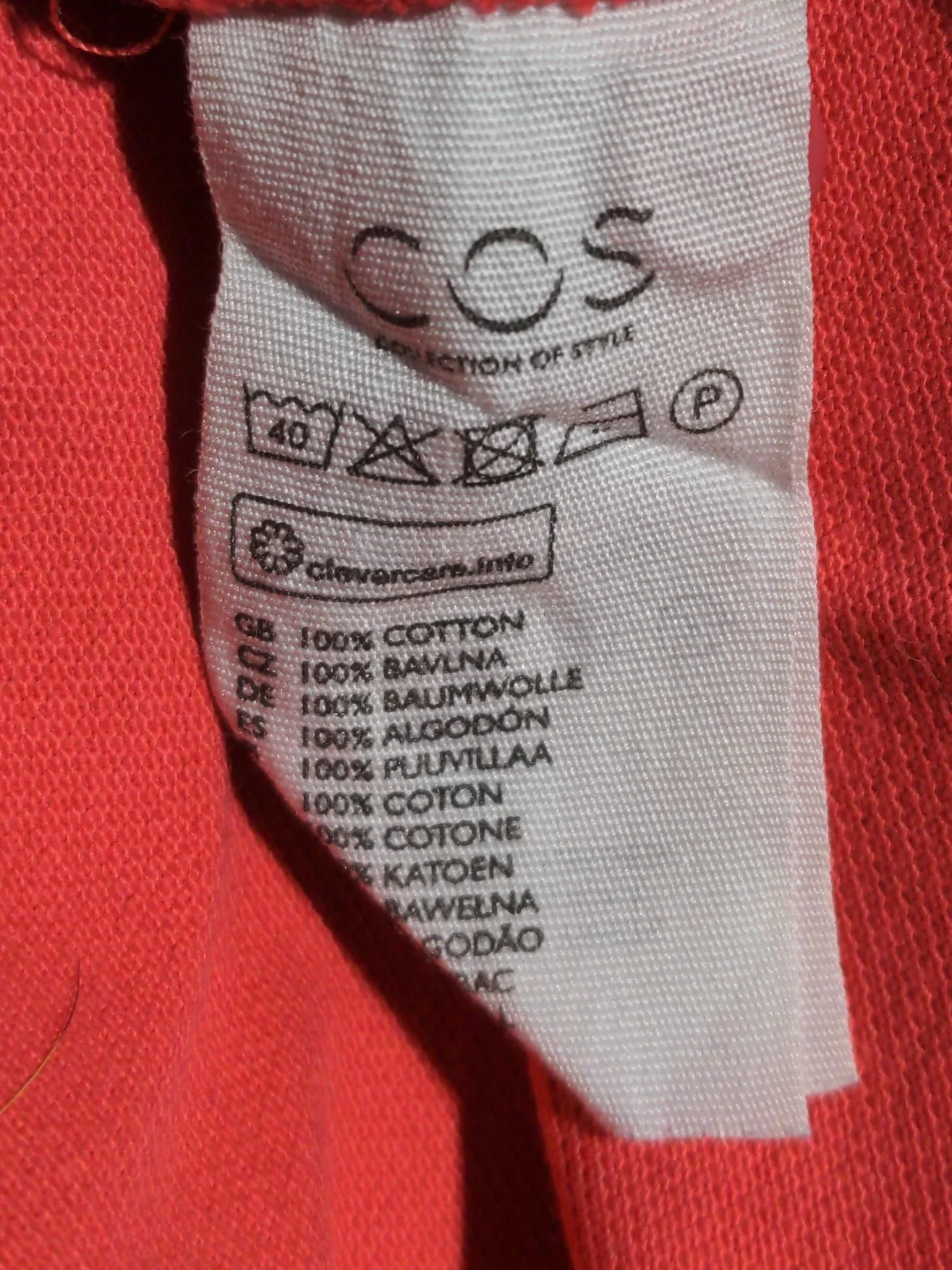 COS Men's Polo S Red 100% Cotton Basic - Image 6