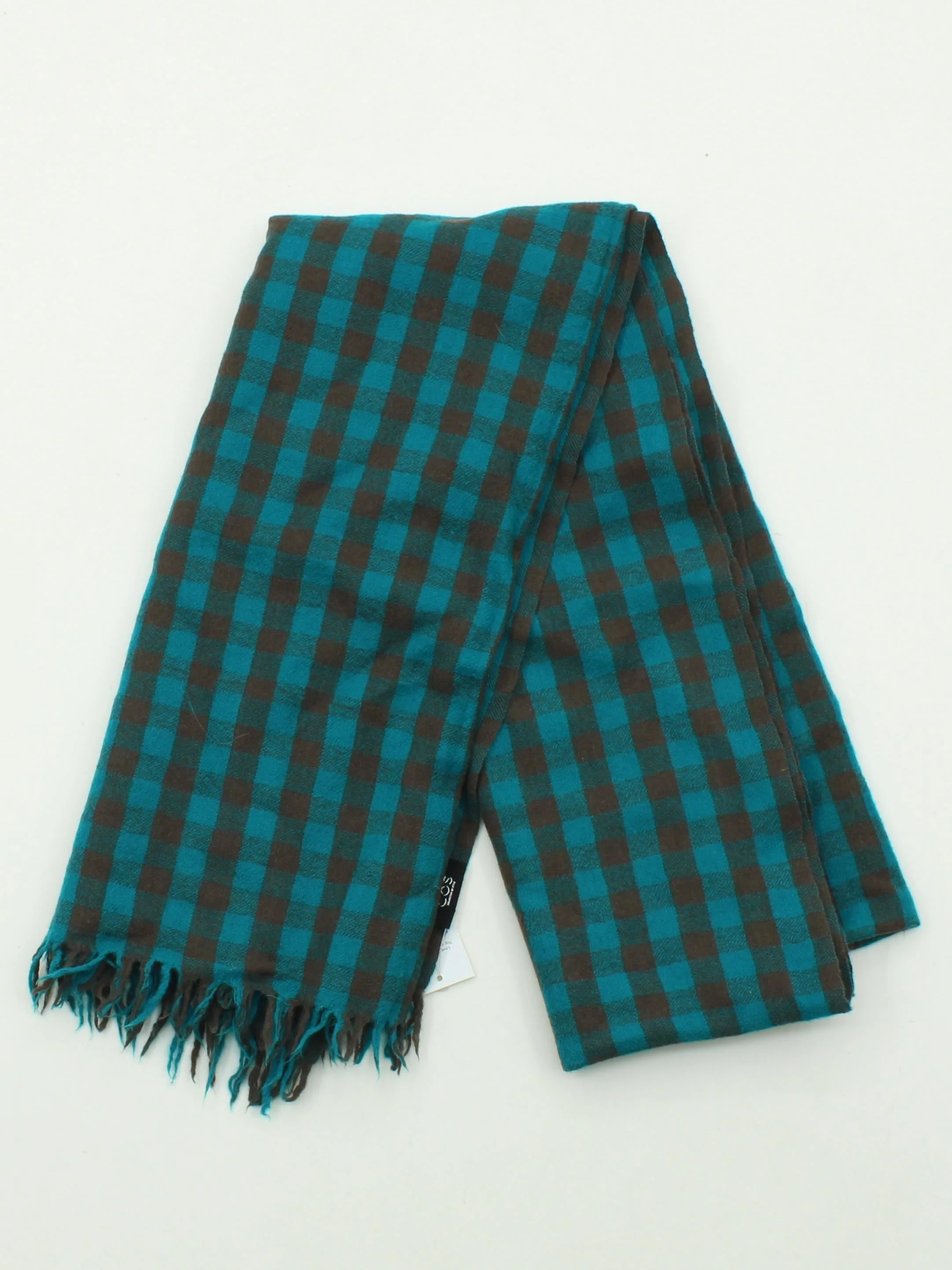COS Men's Scarf Blue Checkered 100% Wool Scarf - Image 2
