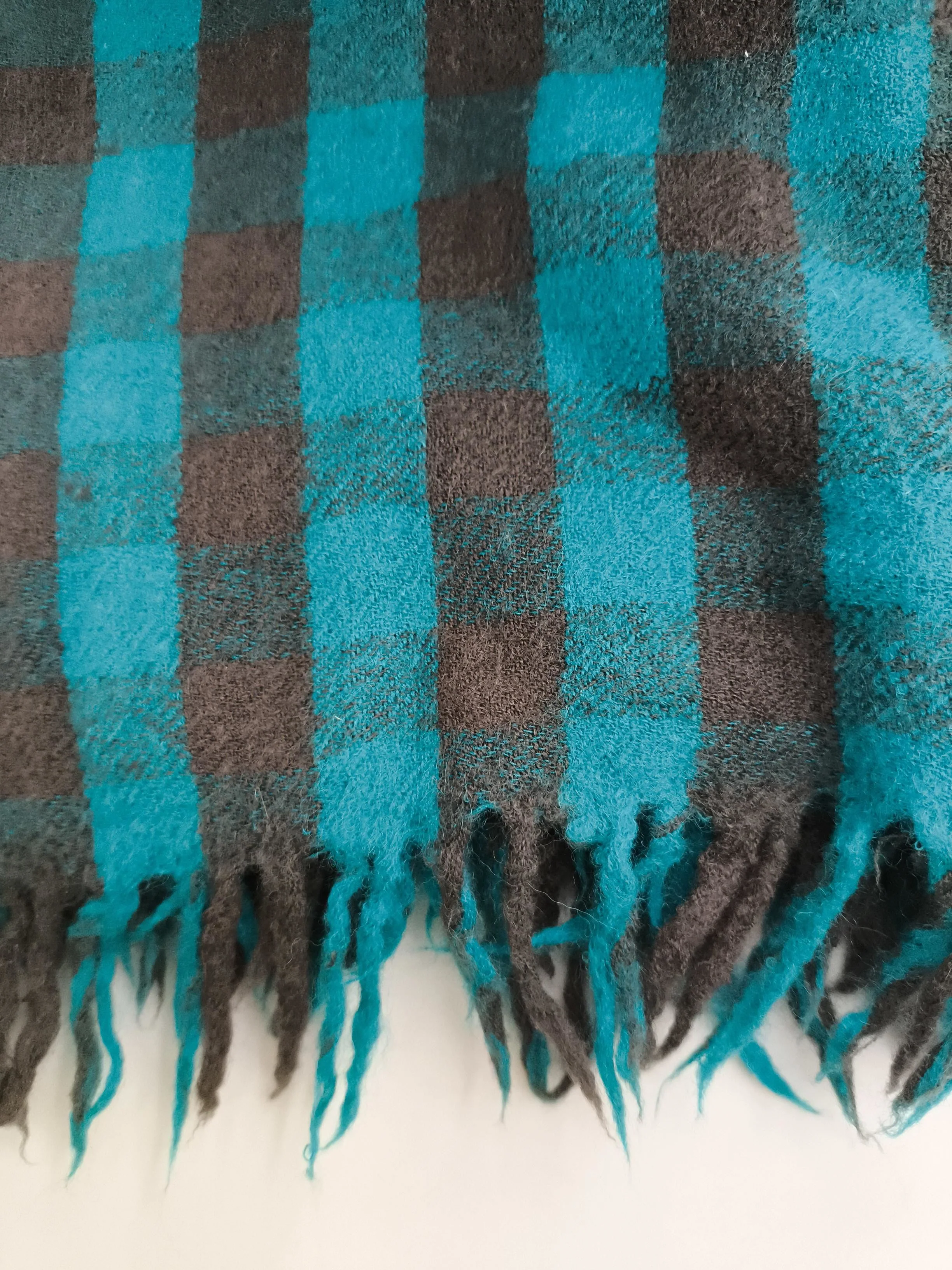 COS Men's Scarf Blue Checkered 100% Wool Scarf - Image 4