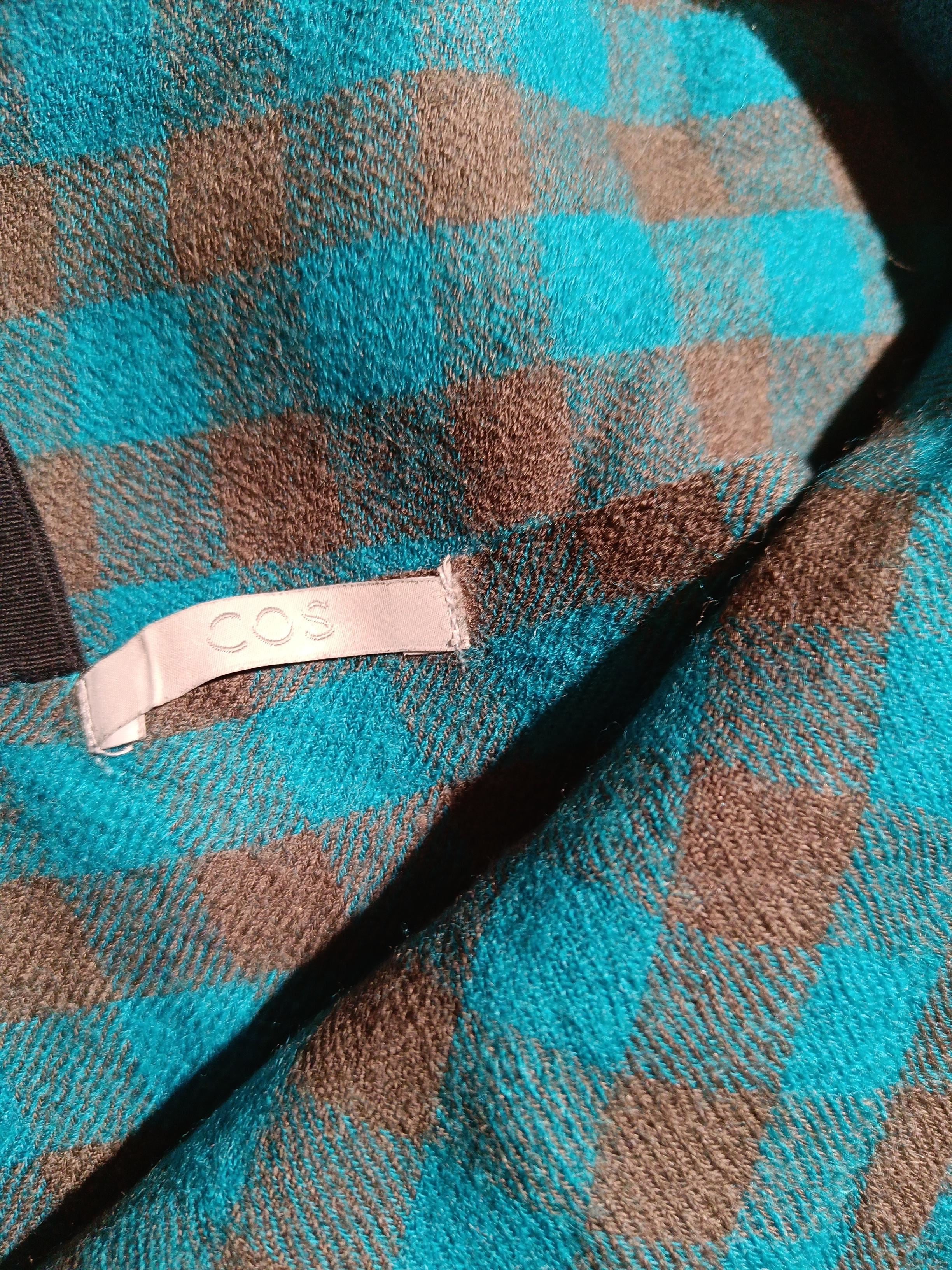 COS Men's Scarf Blue Checkered 100% Wool Scarf - Image 5