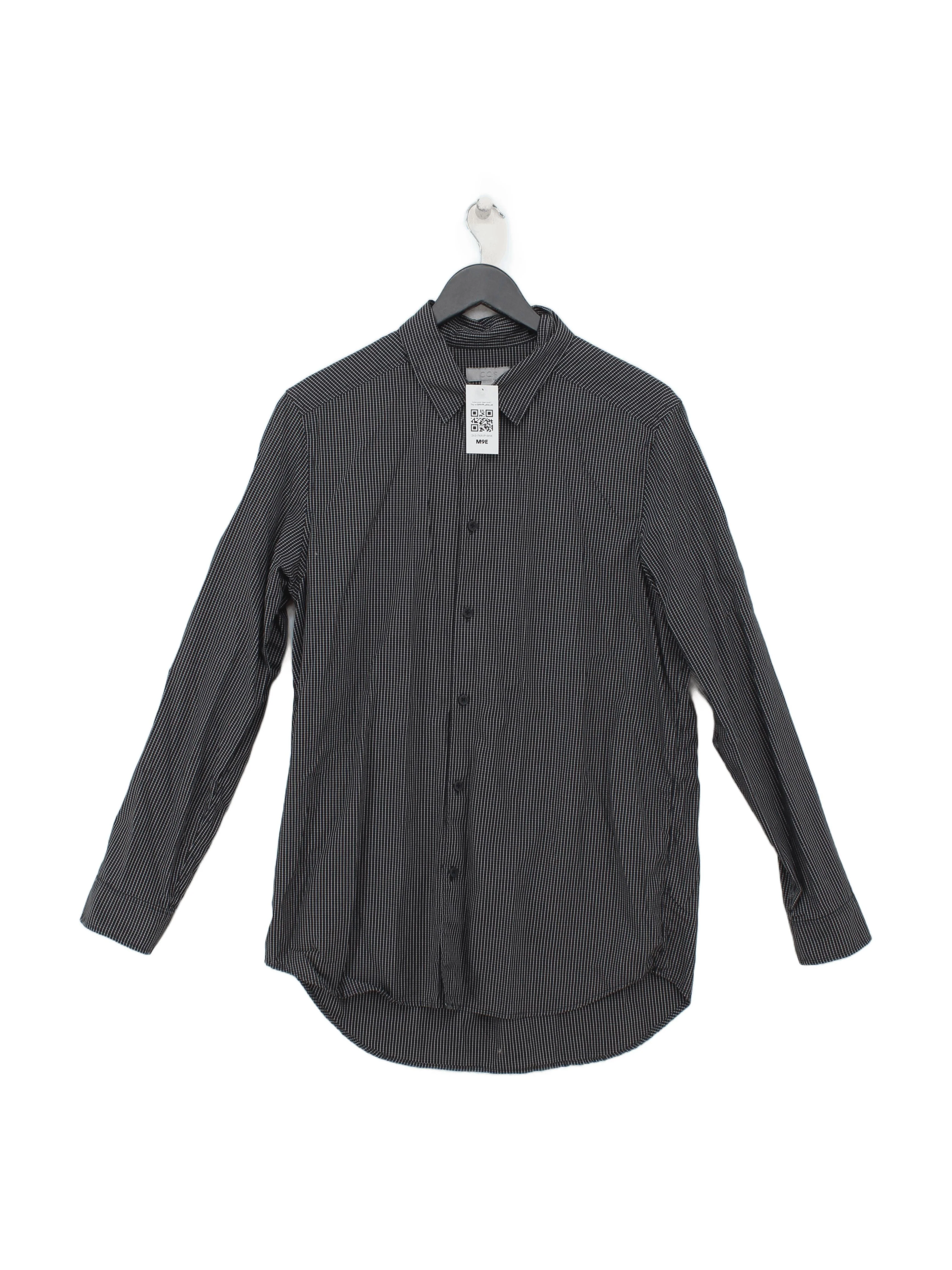 COS Men's Shirt S Black Checkered 100% Cotton Basic