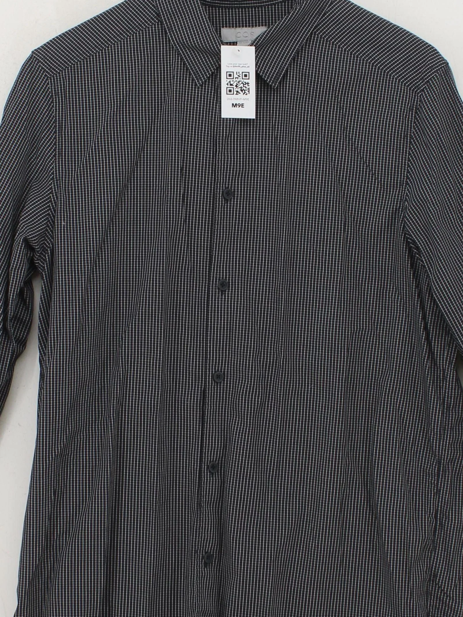 COS Men's Shirt S Black Checkered 100% Cotton Basic - Image 3