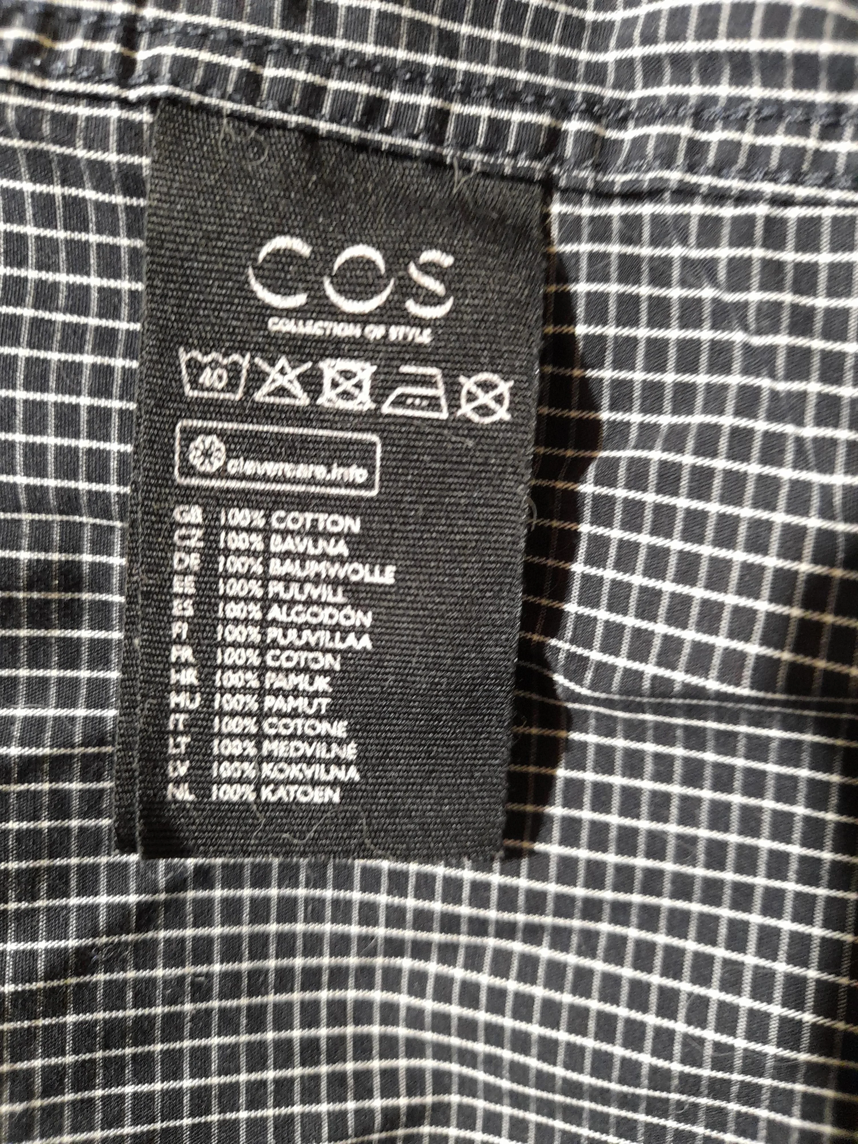 COS Men's Shirt S Black Checkered 100% Cotton Basic - Image 6