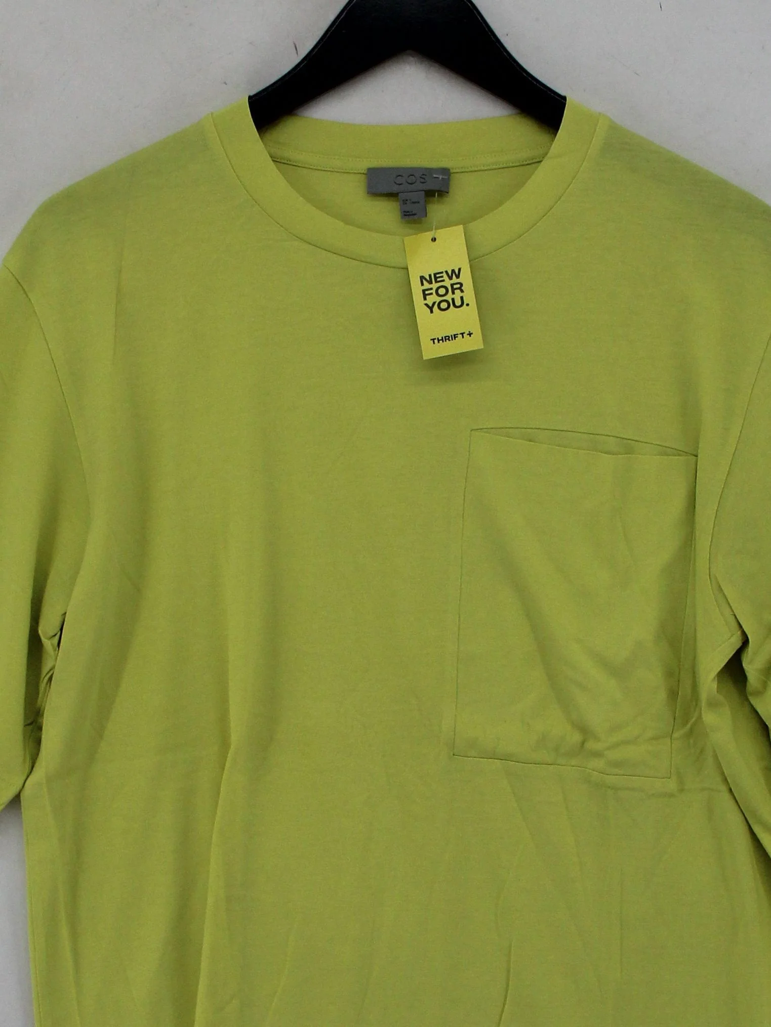 COS Men's T-Shirt S Yellow 100% Cotton Basic - Image 3