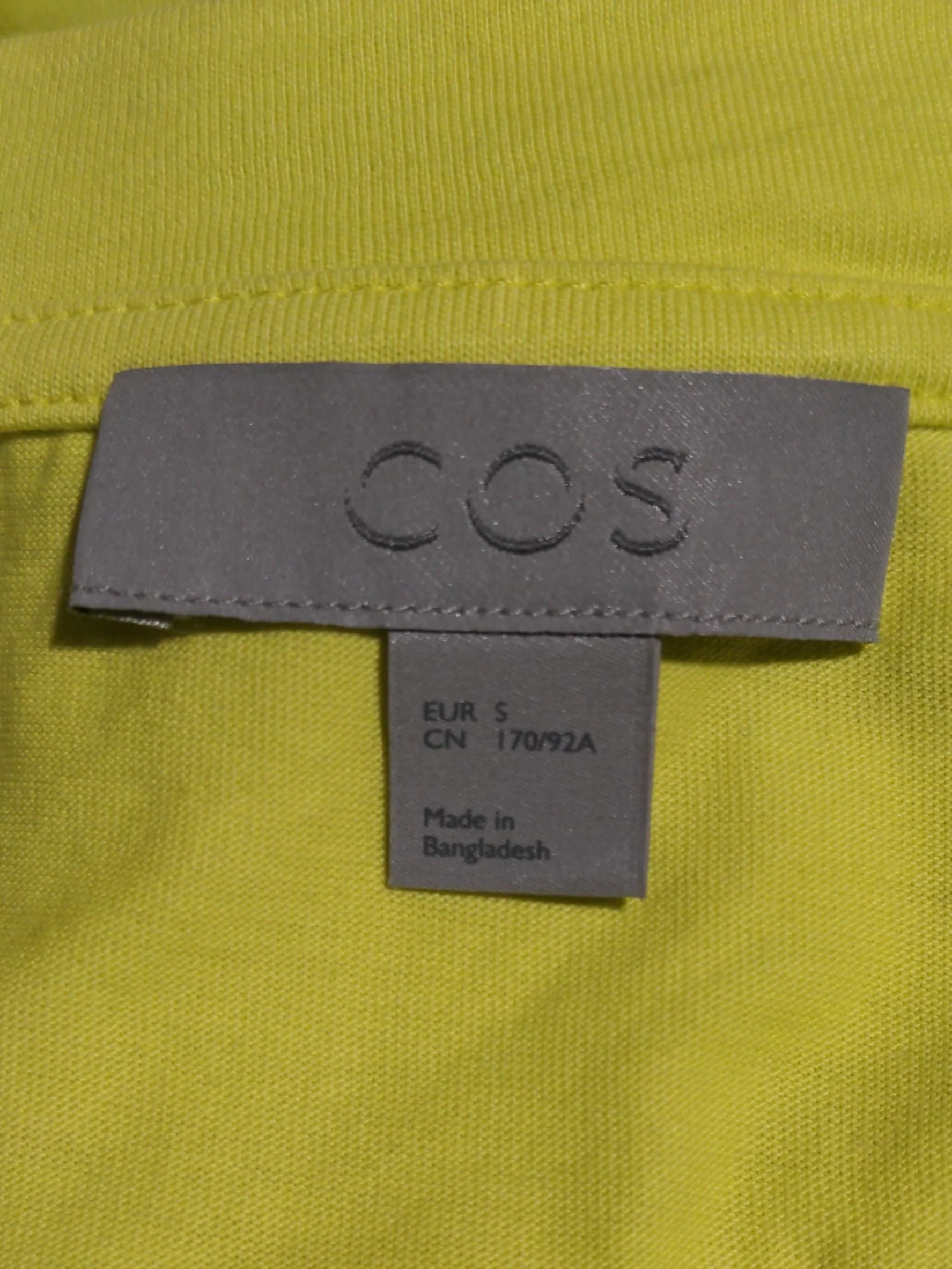 COS Men's T-Shirt S Yellow 100% Cotton Basic - Image 5