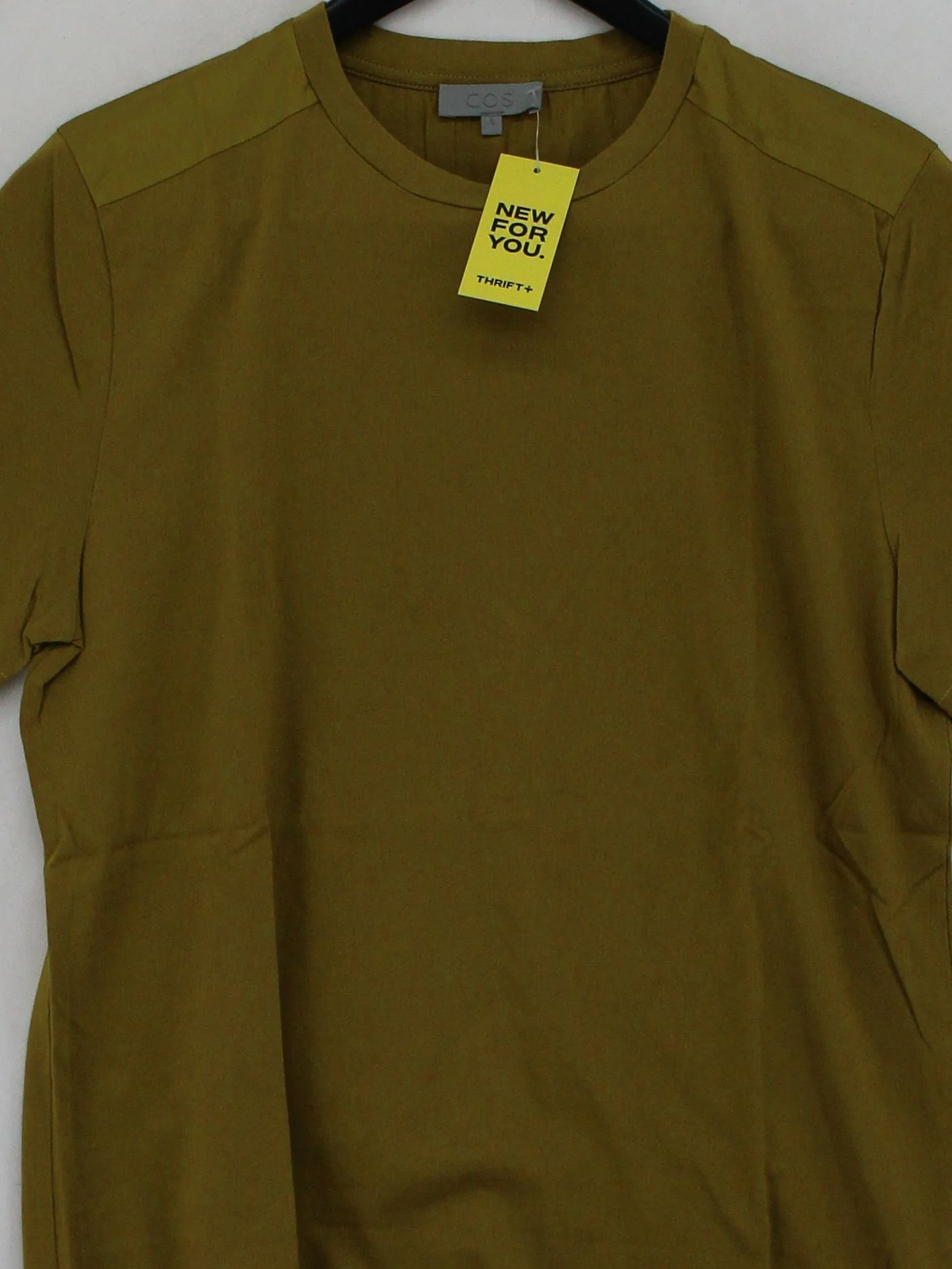 COS Men's T-Shirt S Yellow 100% Cotton Basic - Image 3