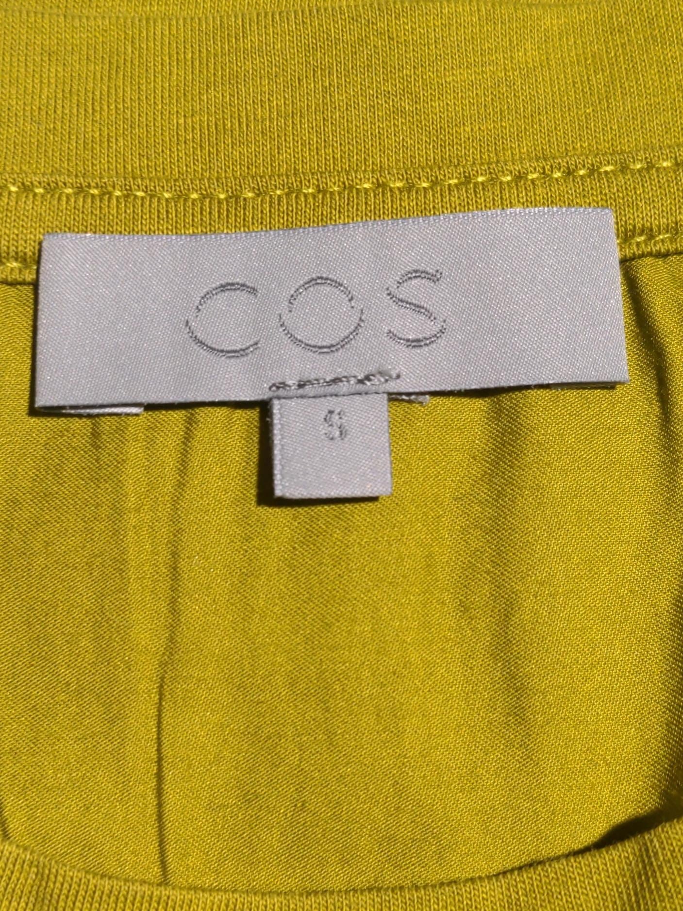 COS Men's T-Shirt S Yellow 100% Cotton Basic - Image 5