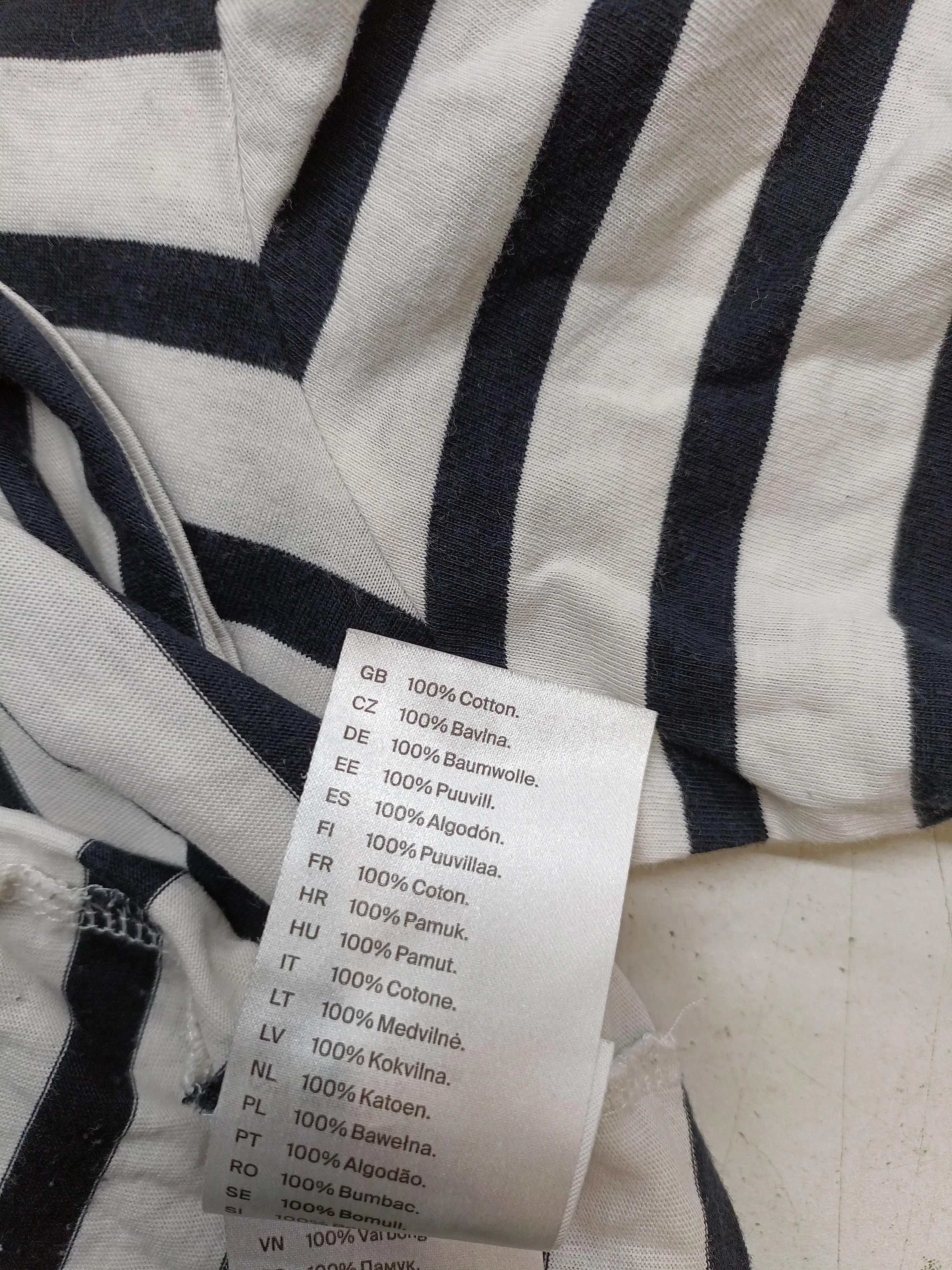 COS Men's T-Shirt XS White Striped 100% Cotton Basic - Image 6