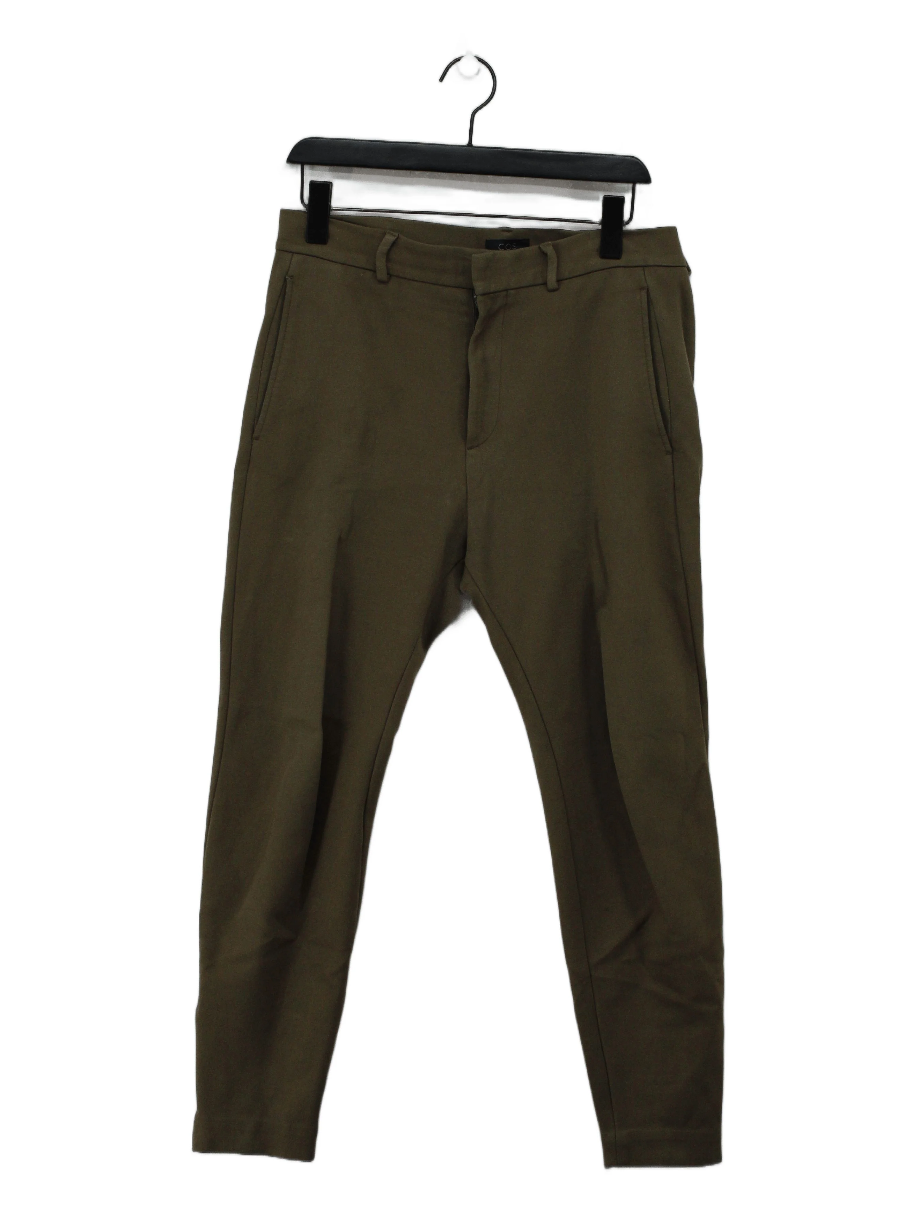 COS Men's Trousers W 30 in Green Viscose with Polyamide, Elastane Tapered Chino