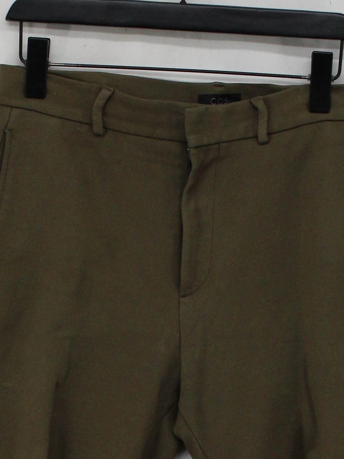 COS Men's Trousers W 30 in Green Viscose with Polyamide, Elastane Tapered Chino - Image 3