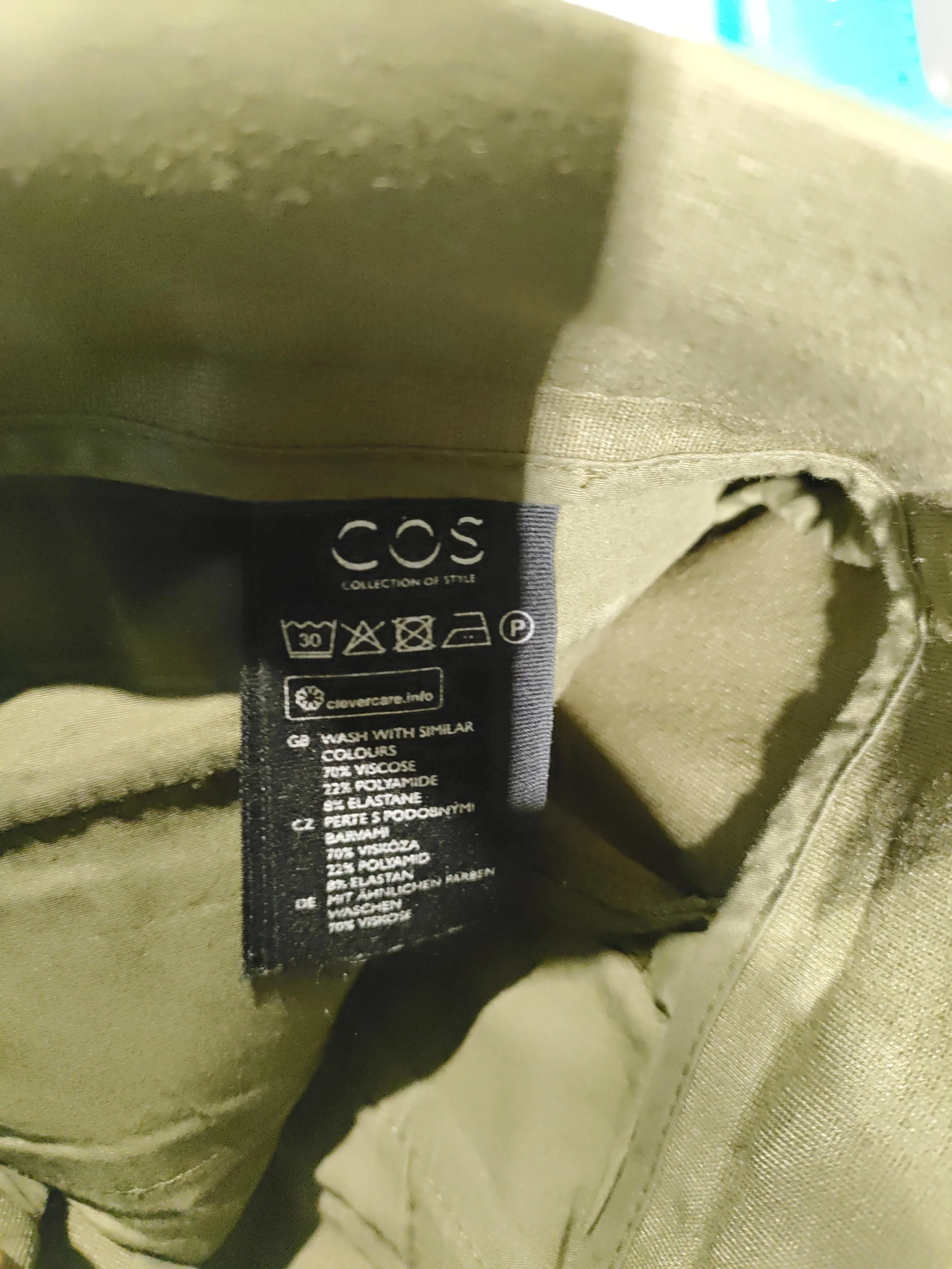 COS Men's Trousers W 30 in Green Viscose with Polyamide, Elastane Tapered Chino - Image 8