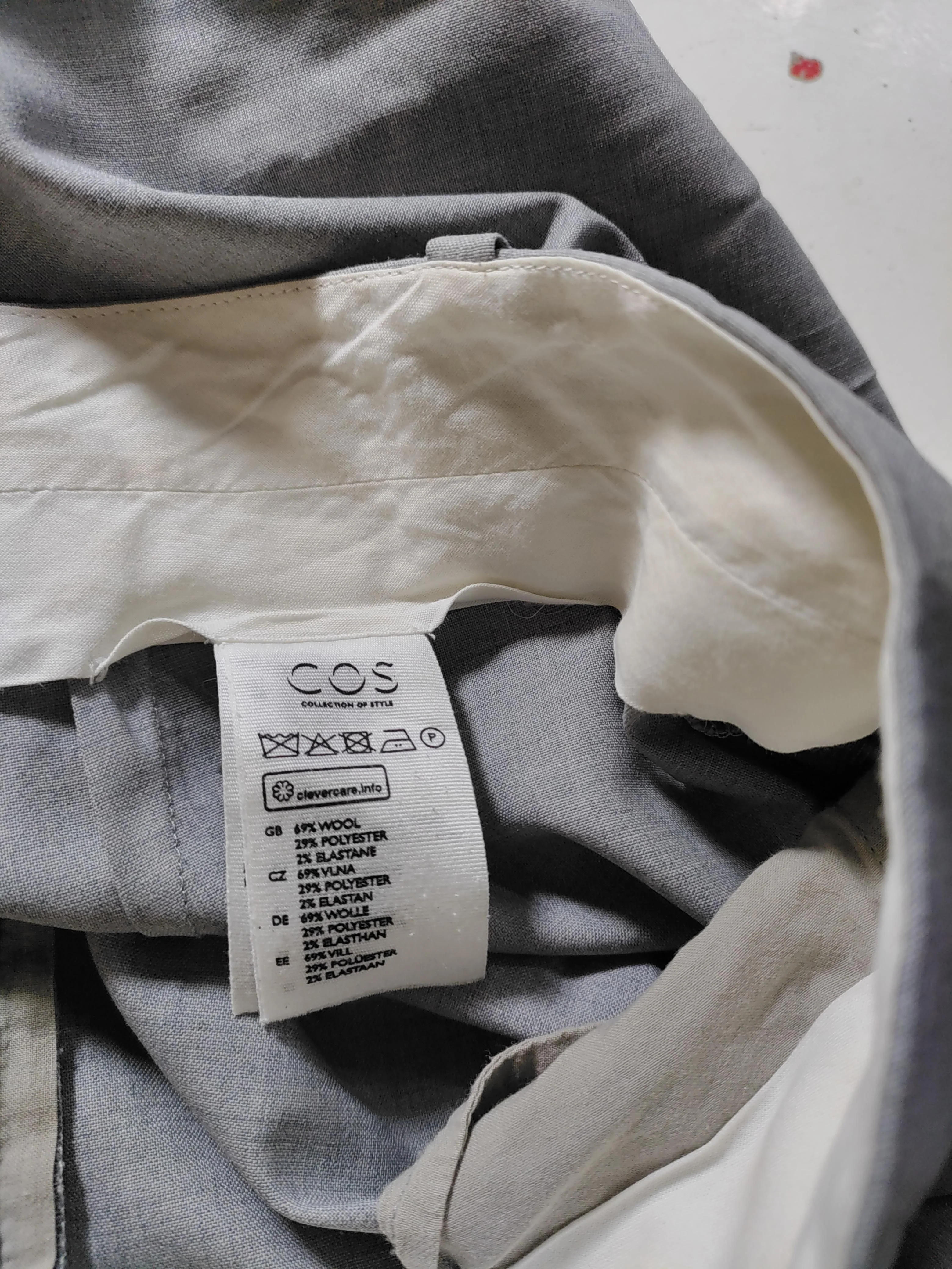 COS Men's Trousers W 36 in Grey Wool with Polyester, Elastane Tapered Capri - Image 6