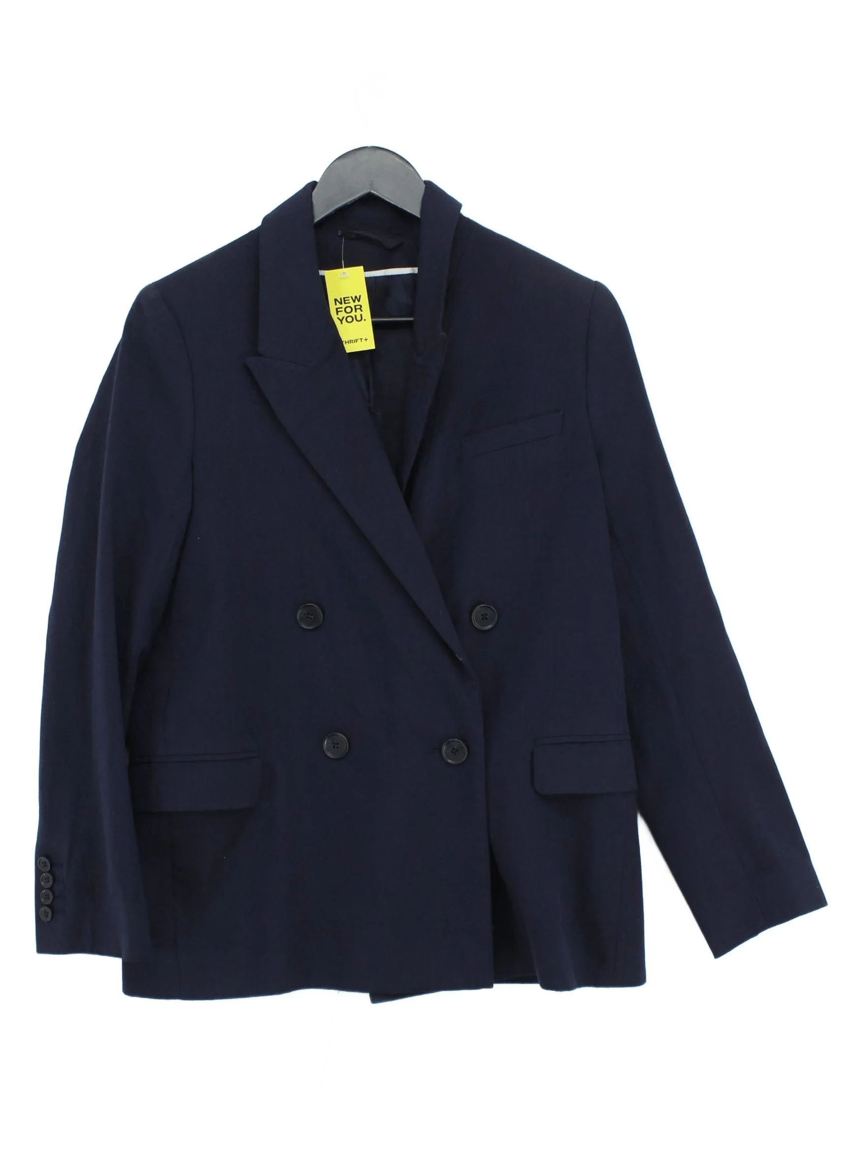 COS Women's Blazer UK 6 Blue Wool with Viscose Overcoat