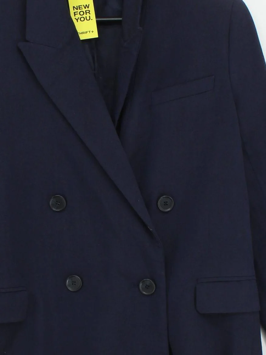 COS Women's Blazer UK 6 Blue Wool with Viscose Overcoat - Image 3