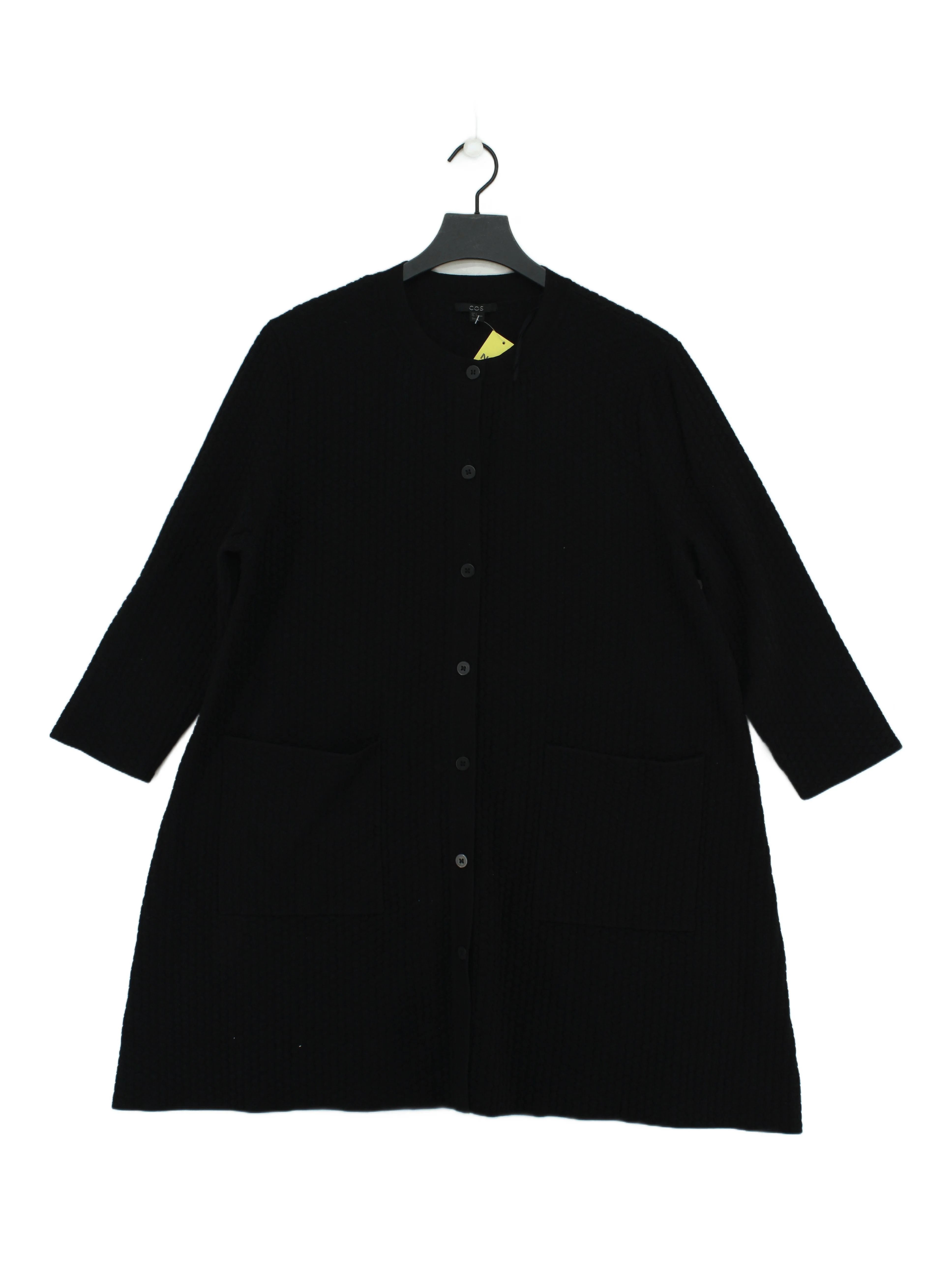 COS Women's Cardigan L Black Polyamide with Viscose Round Neck Cardigan