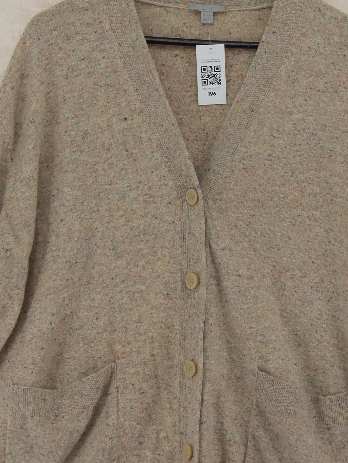 COS Women's Cardigan L Brown 100% Wool V-Neck Cardigan - Image 3
