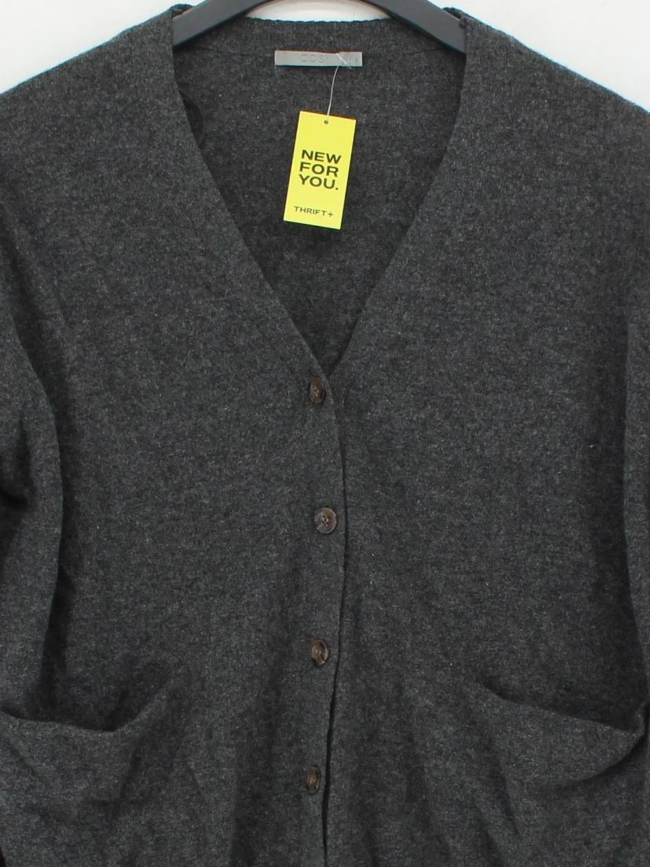 COS Women's Cardigan M Grey 100% Wool Round Neck Cardigan - Image 3