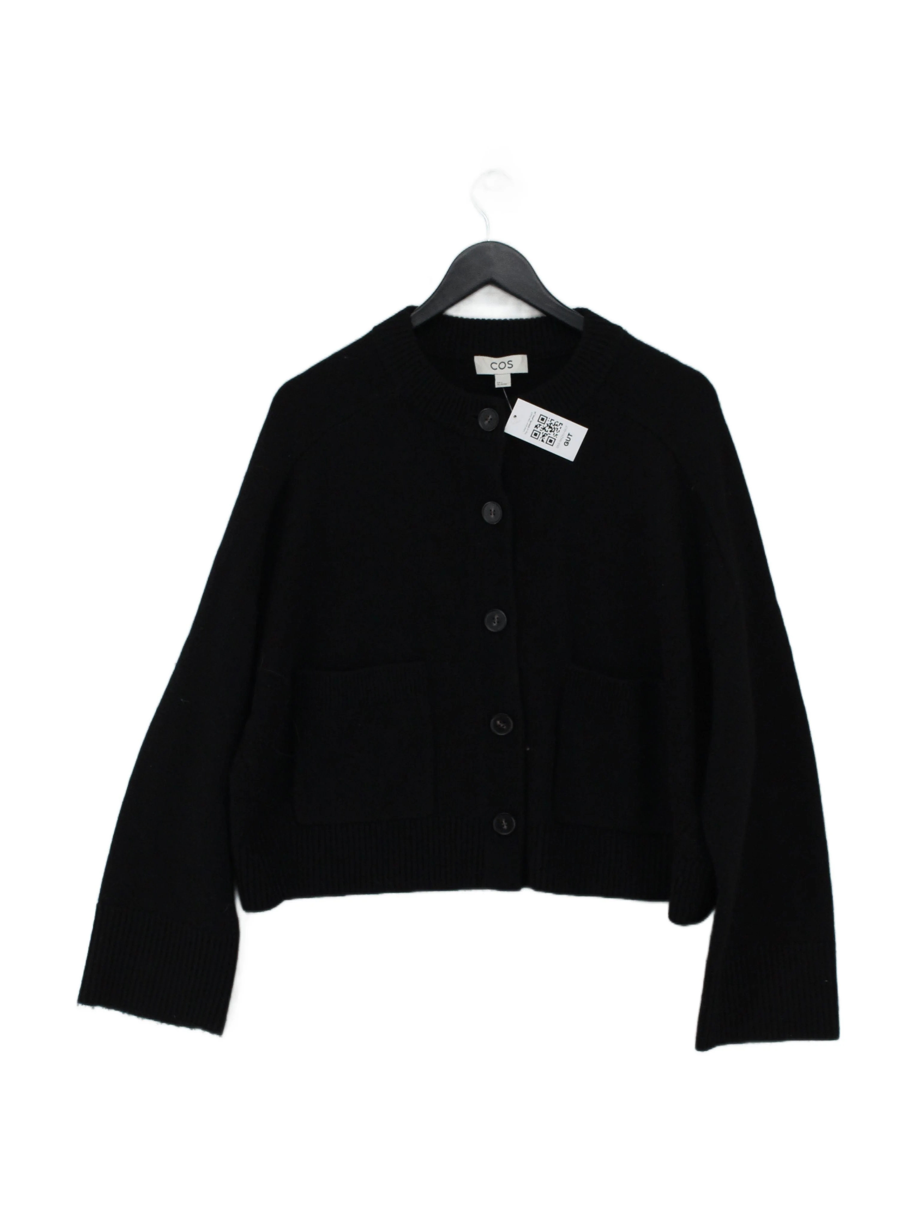 COS Women's Cardigan S Black 100% Wool Round Neck Cardigan