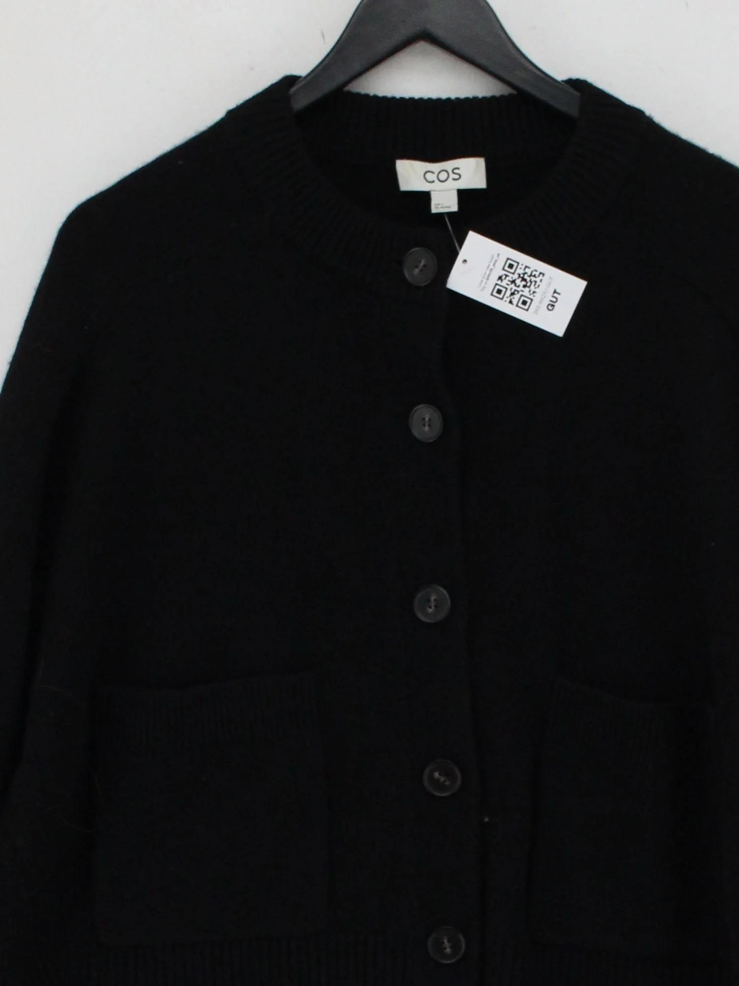 COS Women's Cardigan S Black 100% Wool Round Neck Cardigan - Image 3