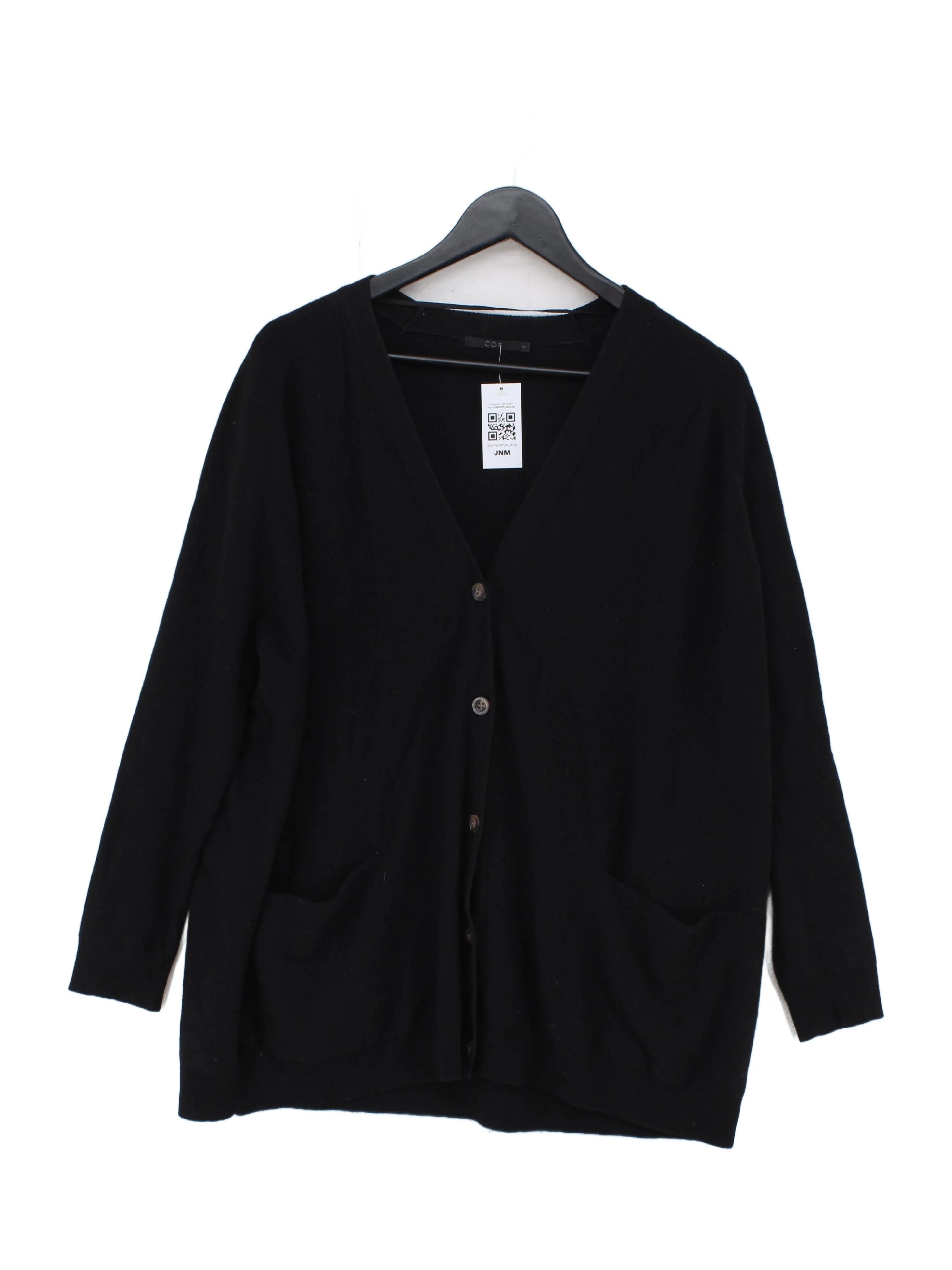 COS Women's Cardigan S Black 100% Wool V-Neck Cardigan