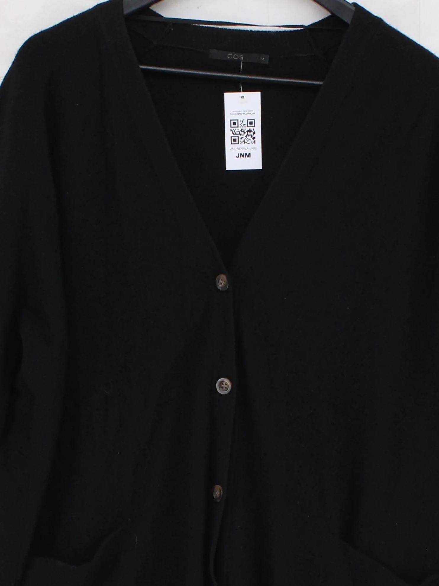 COS Women's Cardigan S Black 100% Wool V-Neck Cardigan - Image 3