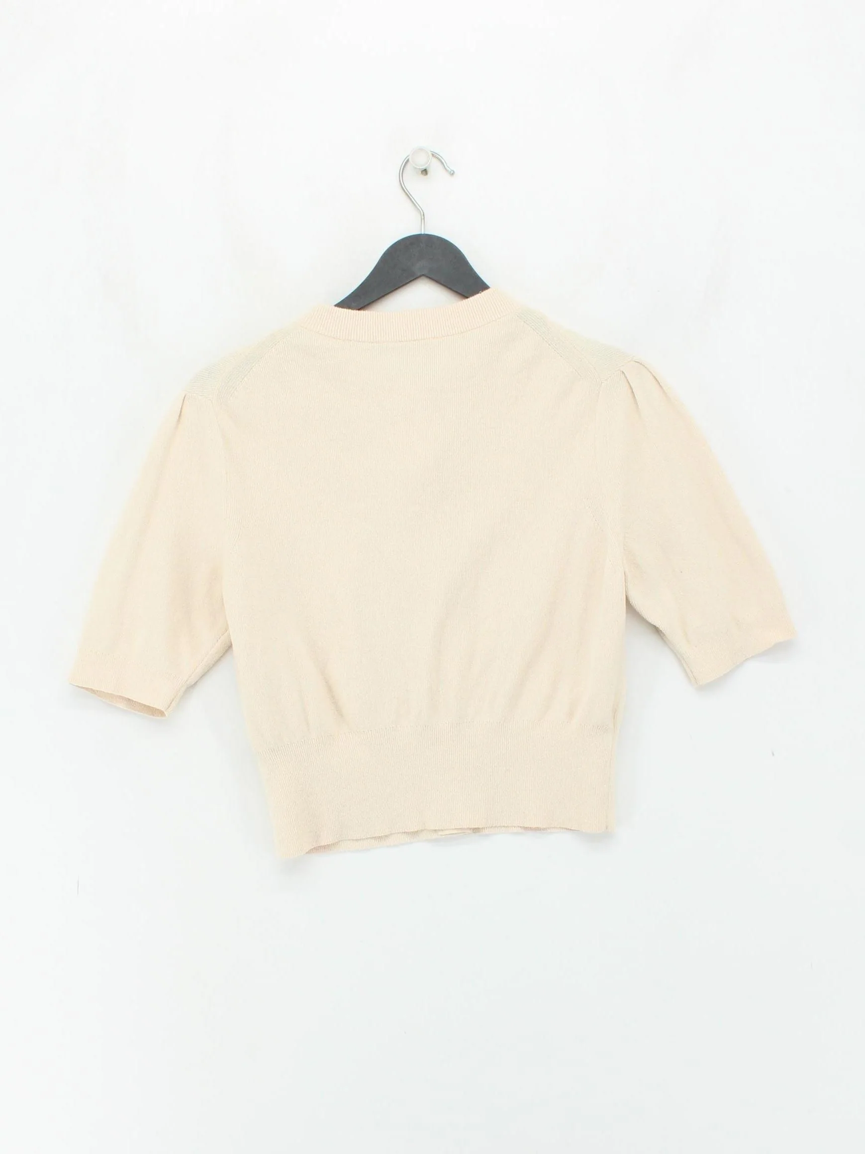 COS Women's Cardigan S Cream Cotton with Polyamide Round Neck Cardigan - Image 2