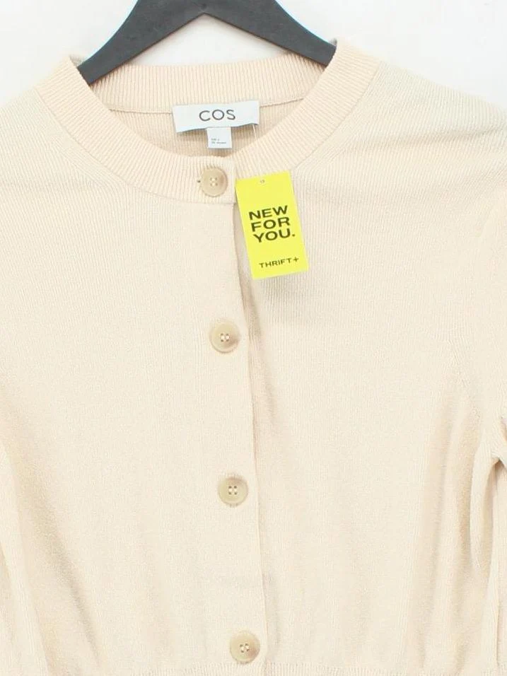 COS Women's Cardigan S Cream Cotton with Polyamide Round Neck Cardigan - Image 3