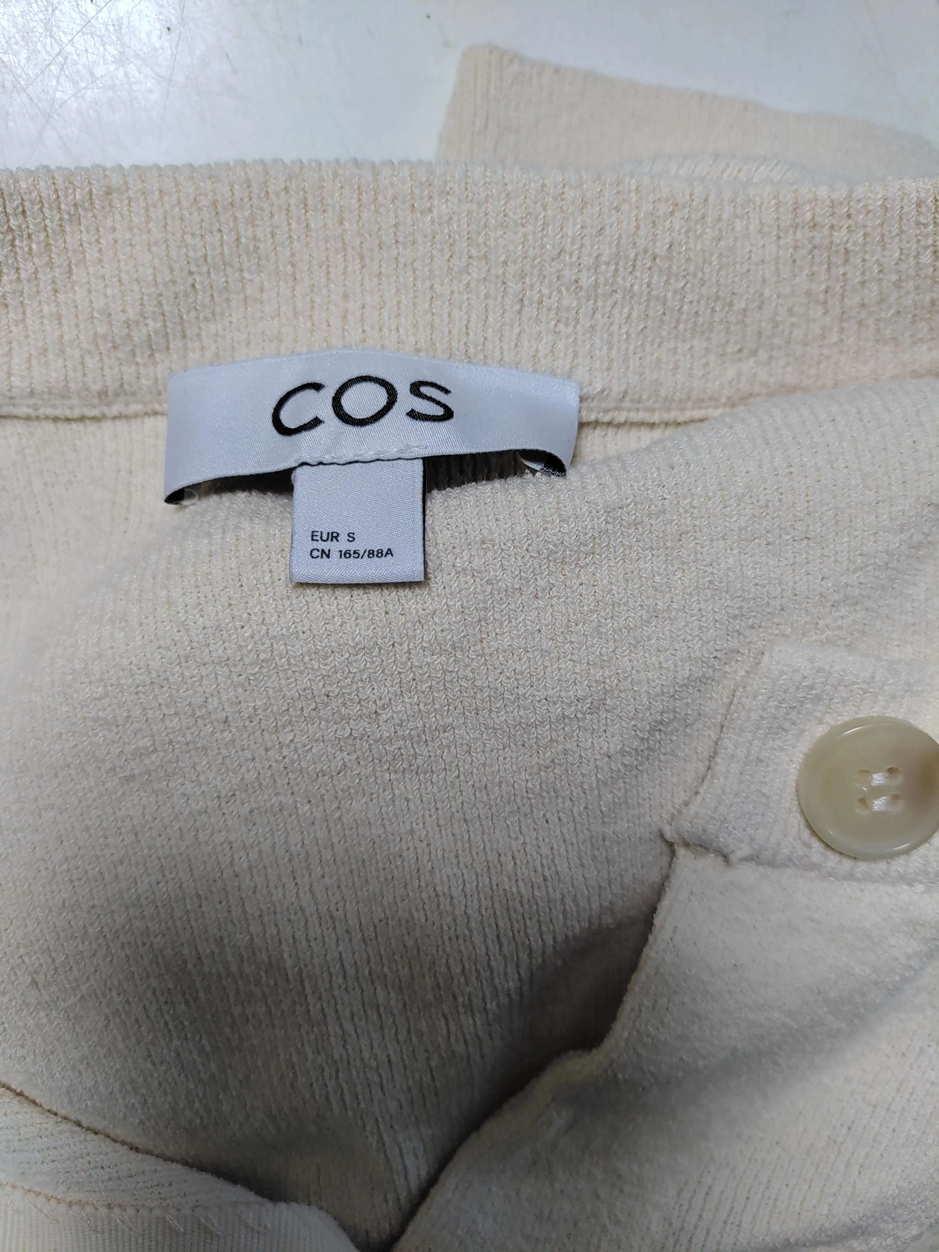 COS Women's Cardigan S Cream Cotton with Polyamide Round Neck Cardigan - Image 5