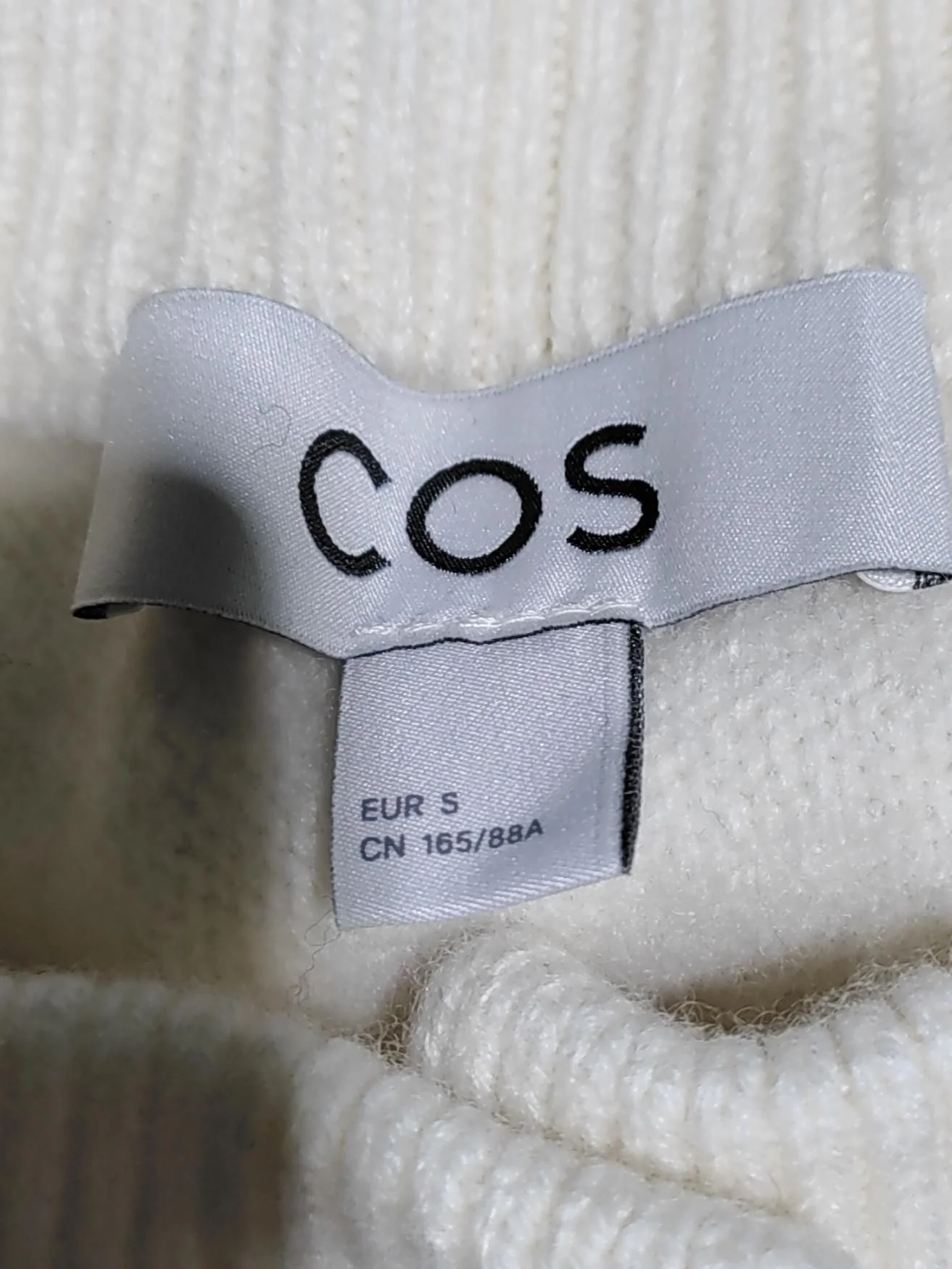 COS Women's Cardigan S Cream Striped 100% Wool Round Neck Cardigan - Image 5