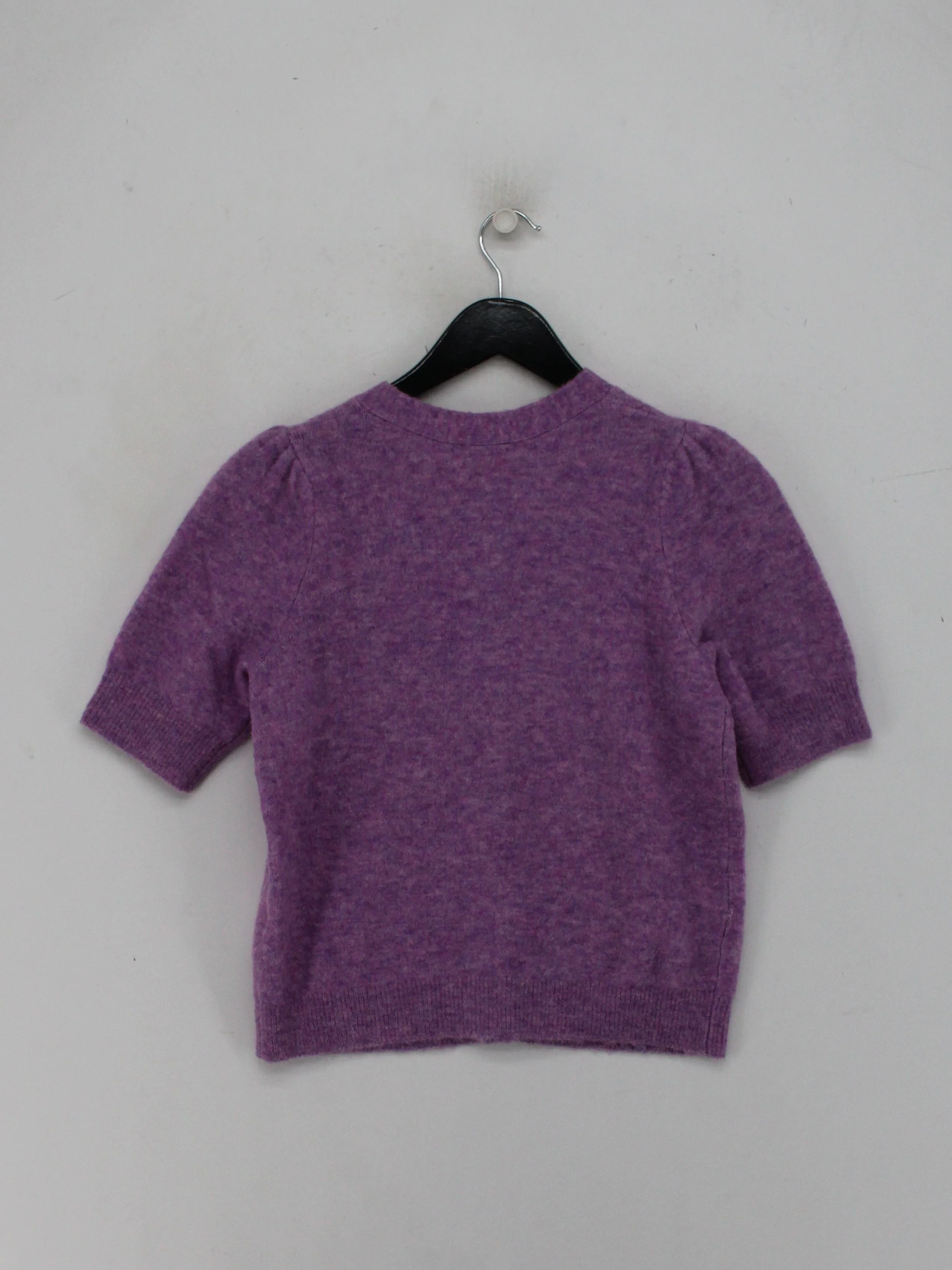 COS Women's Cardigan S Purple Wool with Polyamide, Elastane Round Neck Cardigan - Image 2