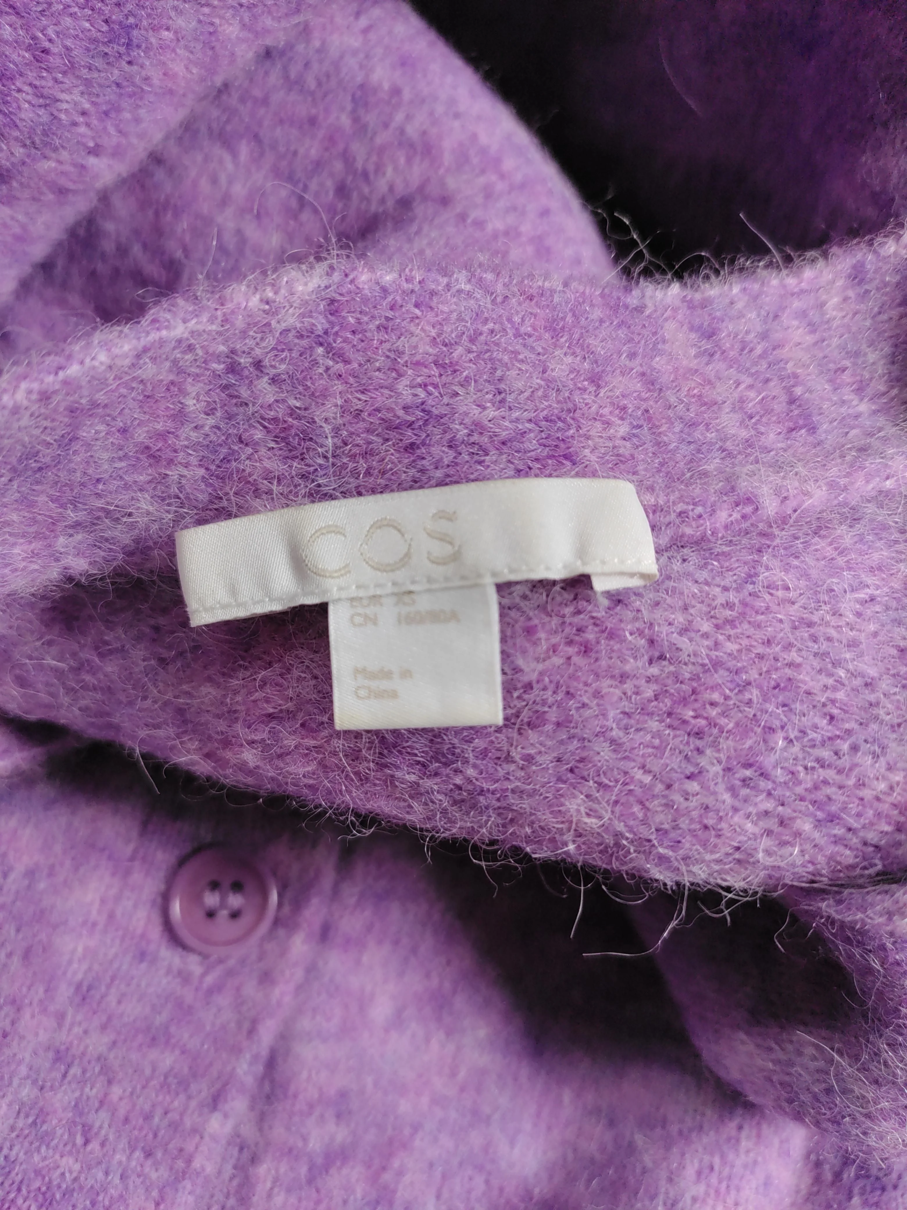 COS Women's Cardigan S Purple Wool with Polyamide, Elastane Round Neck Cardigan - Image 5