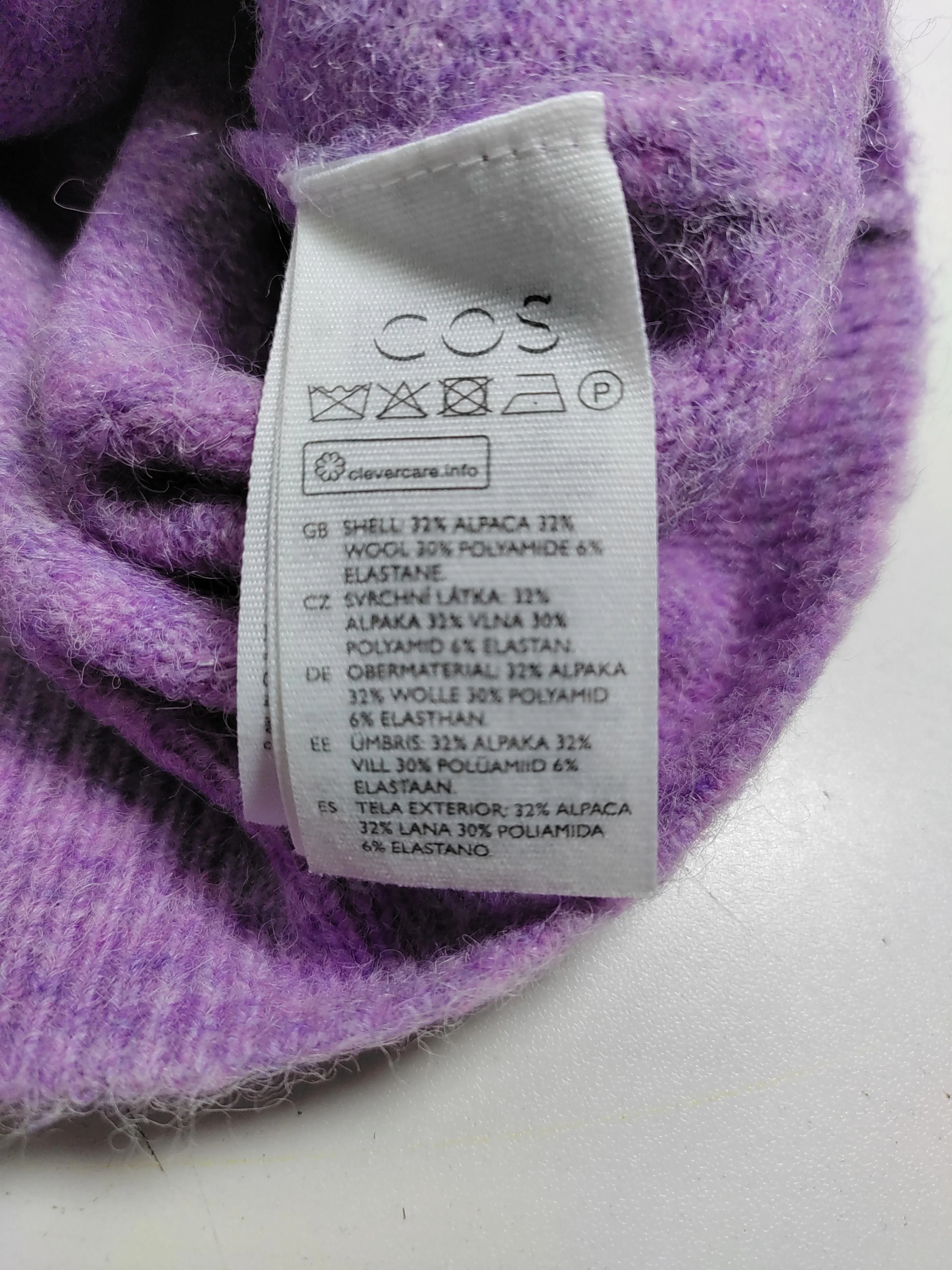COS Women's Cardigan S Purple Wool with Polyamide, Elastane Round Neck Cardigan - Image 6