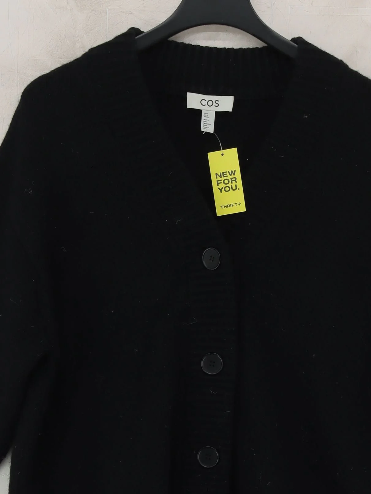 COS Women's Cardigan XS Black 100% Wool Round Neck Cardigan - Image 3