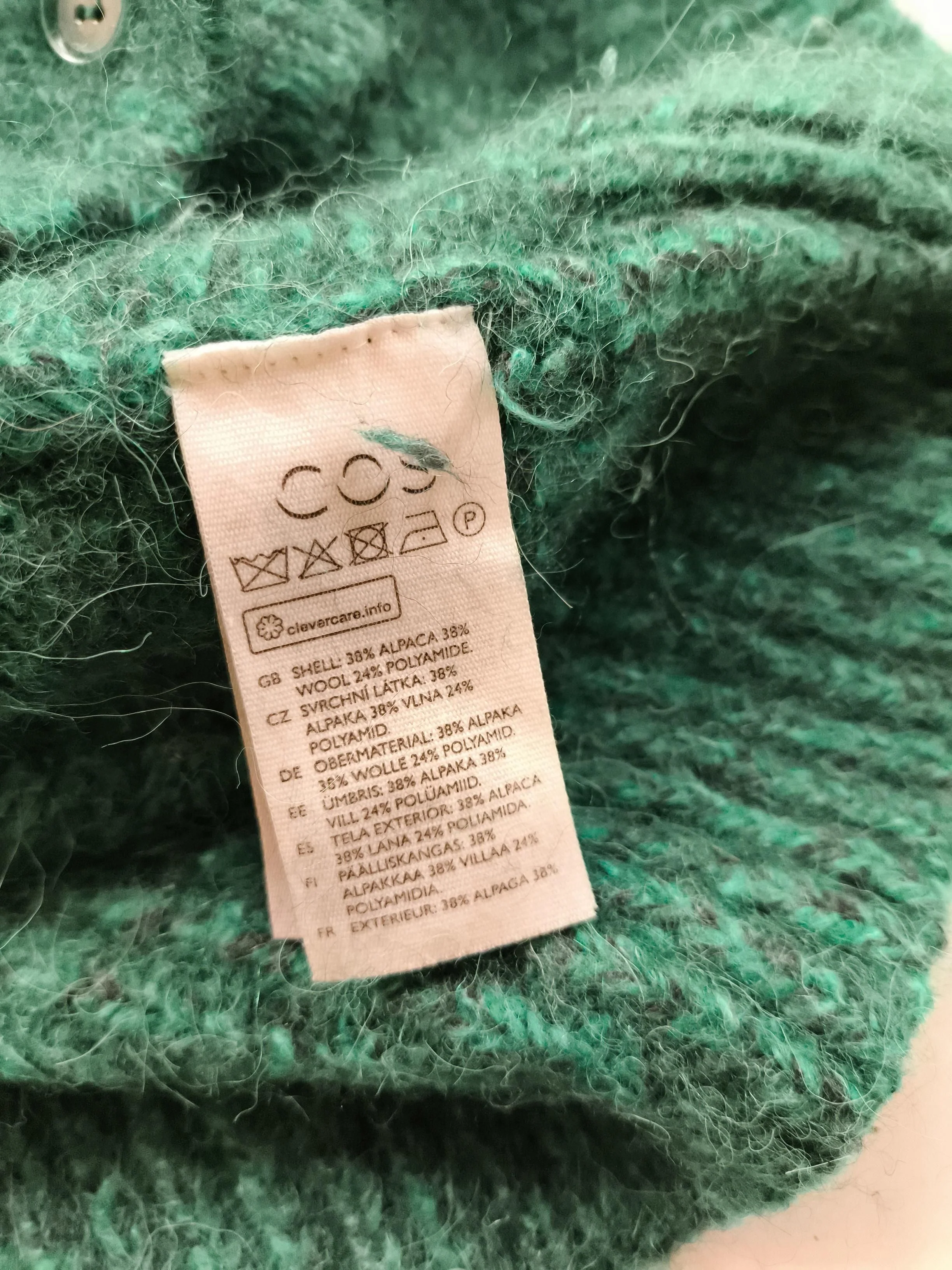 COS Women's Cardigan XS Green Other with Wool, Polyamide V-Neck Cardigan - Image 6