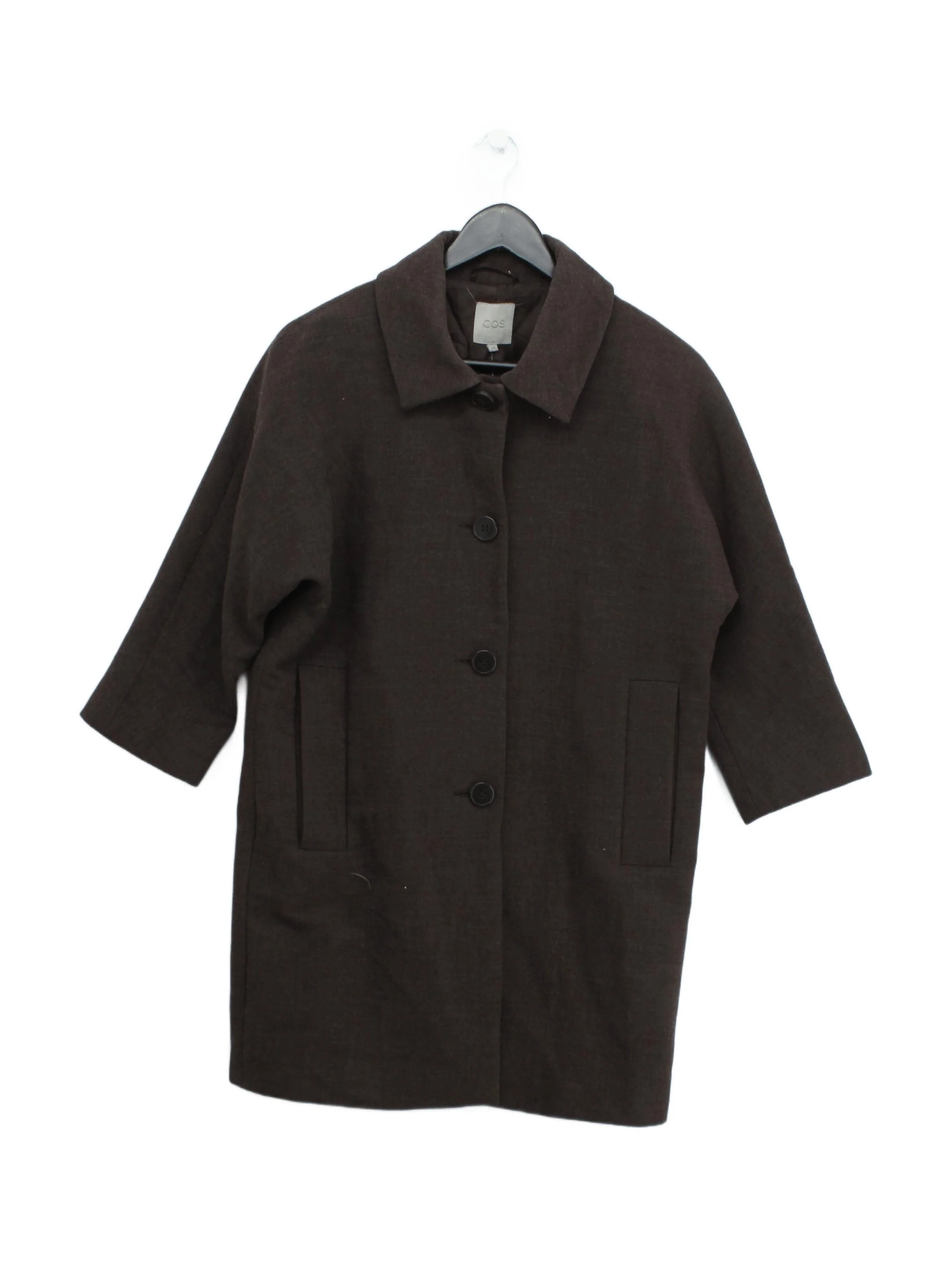 COS Women's Coat UK 6 Brown Wool with Viscose Overcoat
