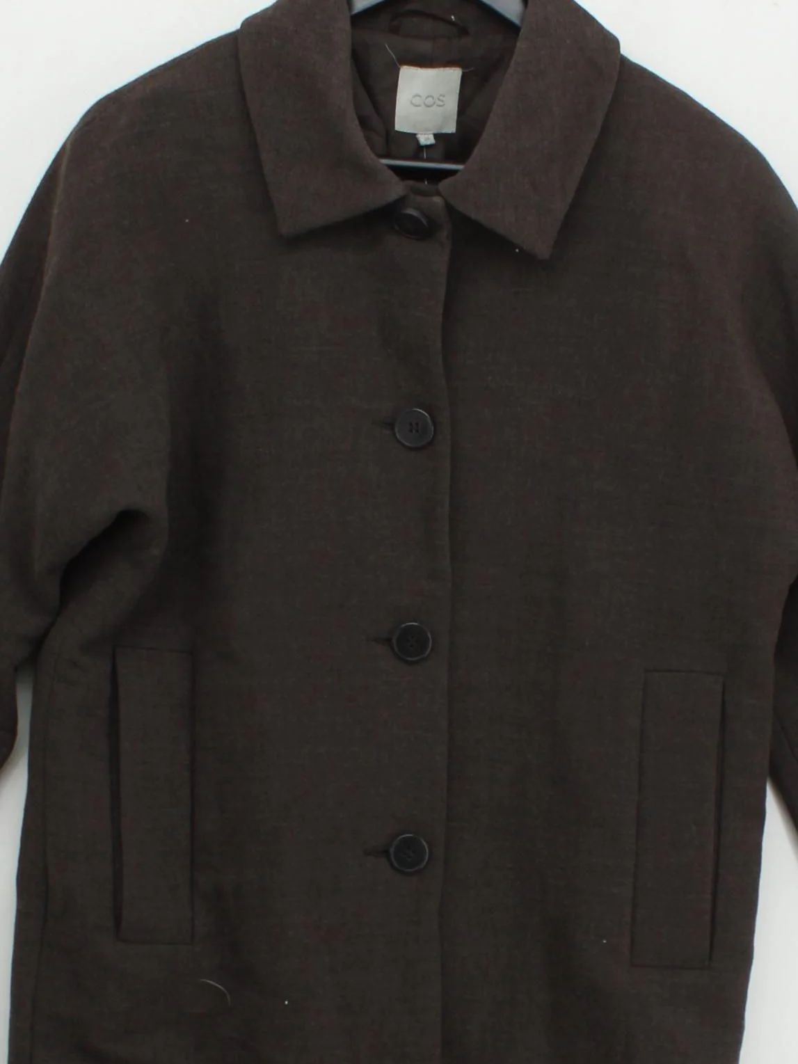 COS Women's Coat UK 6 Brown Wool with Viscose Overcoat - Image 3