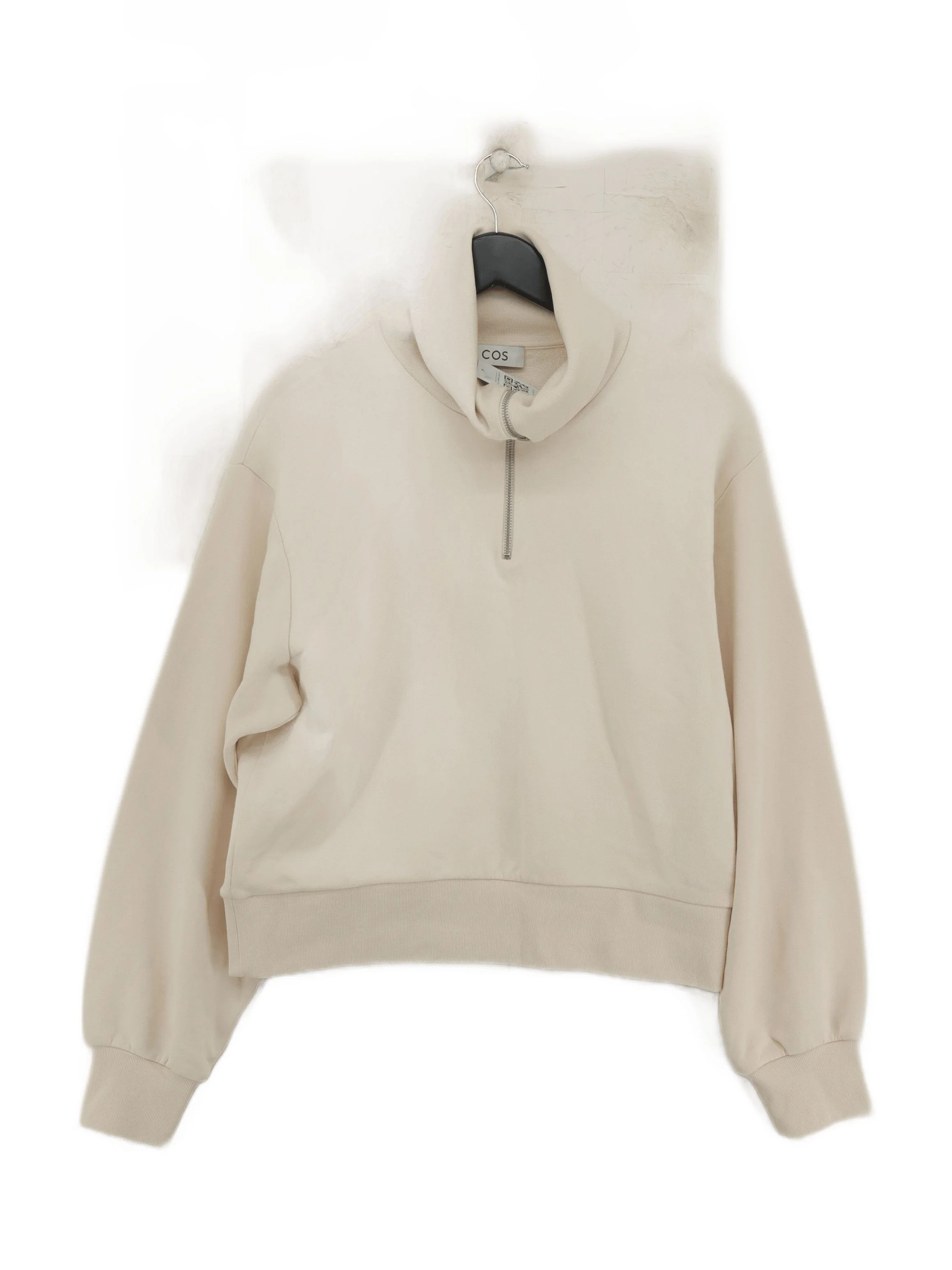COS Women's Hoodie S Cream 100% Cotton Pullover