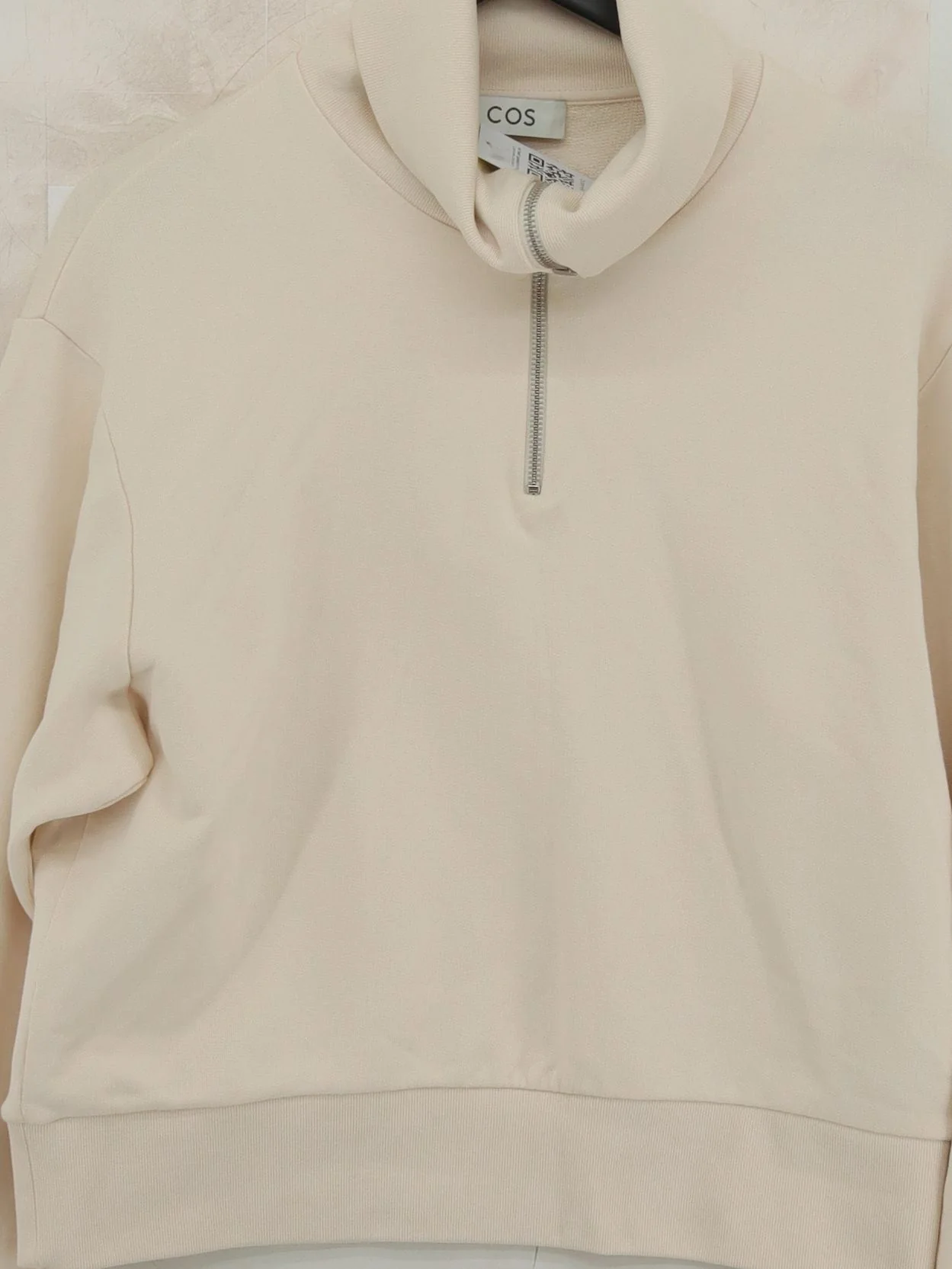 COS Women's Hoodie S Cream 100% Cotton Pullover - Image 3